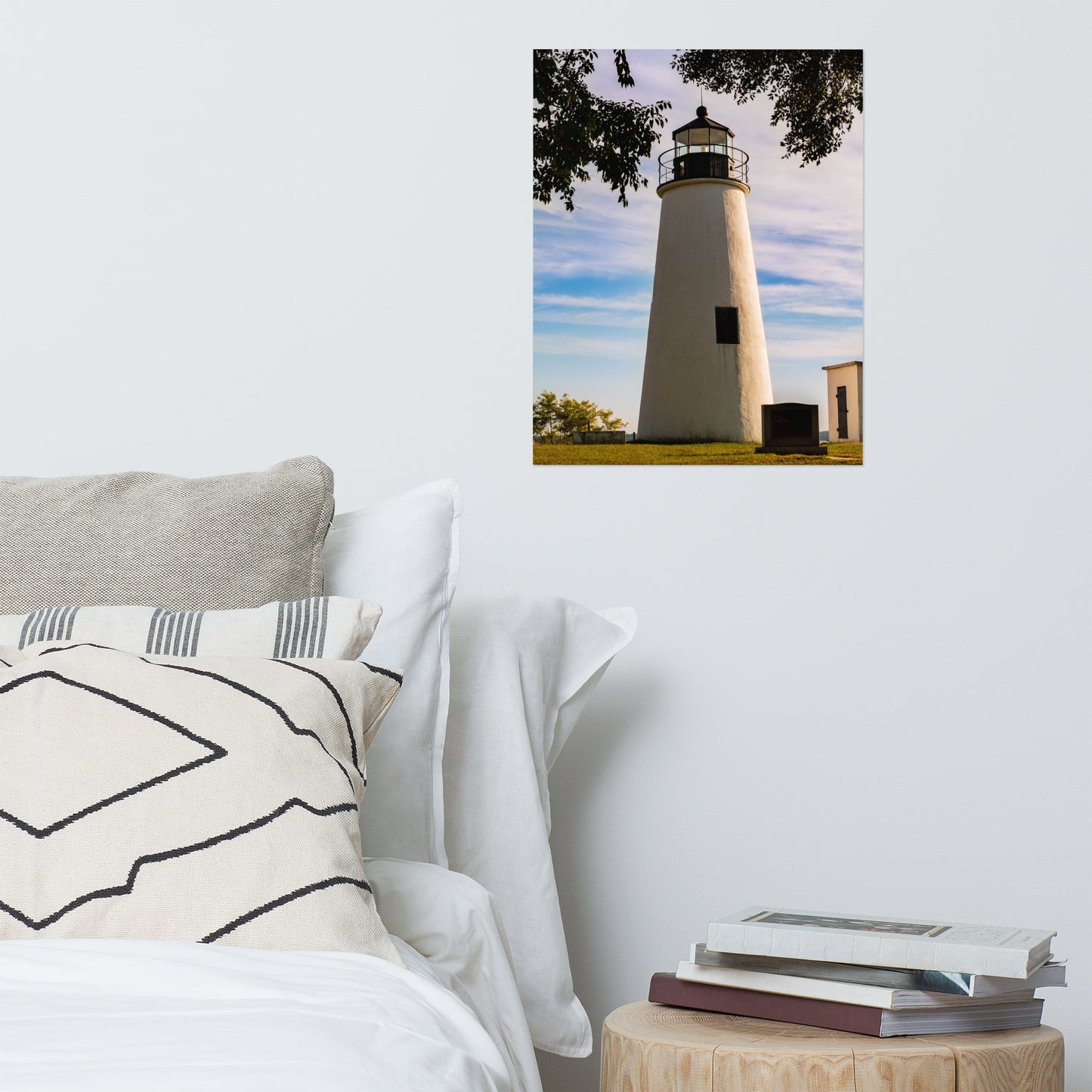 Turkey Point Lighthouse in the Trees Coastal Architectural Landscape Photo Loose Wall Art Print