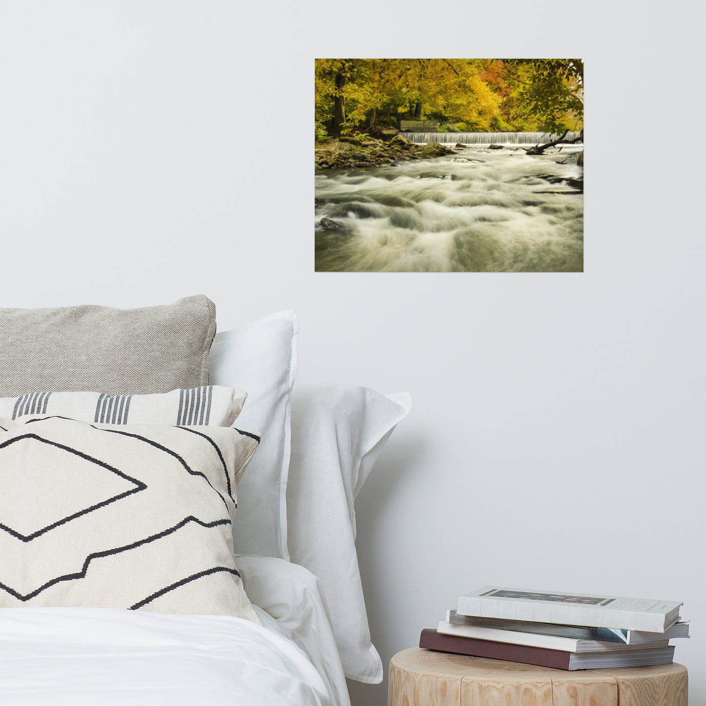 Waterfalls in the Autumn Foliage Rustic Farmhouse Style Landscape Photo Loose Wall Art Prints