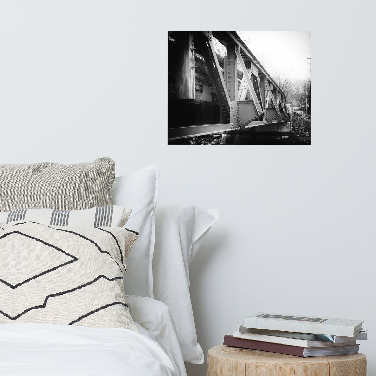 White Clay Creek Bridge Black and White Architectural Landscape Photo Loose Wall Art Prints