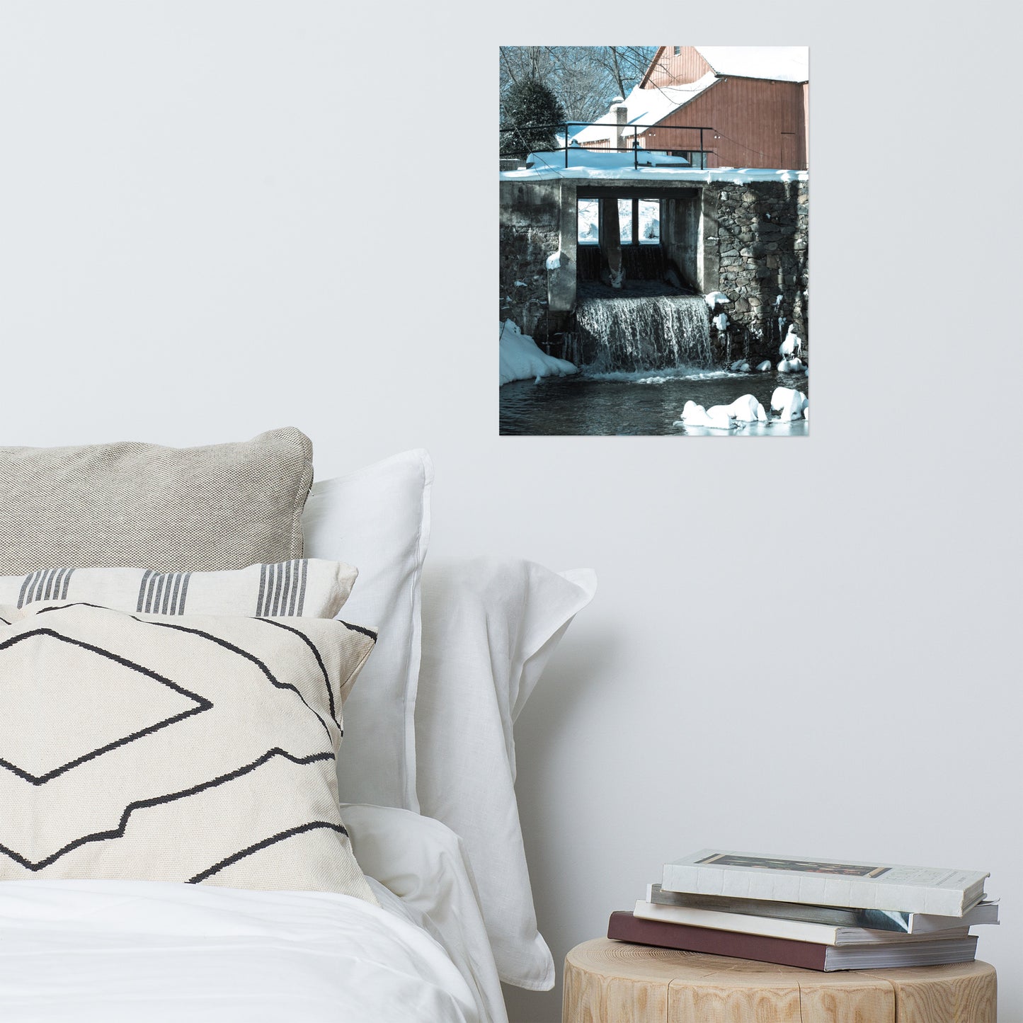 Winter Mill Rustic Farmhouse Style Architectural Landscape Photo Loose Wall Art Print