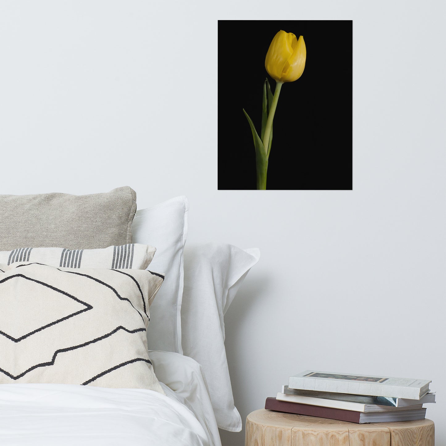 Yellow Tulip on Black Background Floral Nature Photo Loose Unframed Wall Art Prints