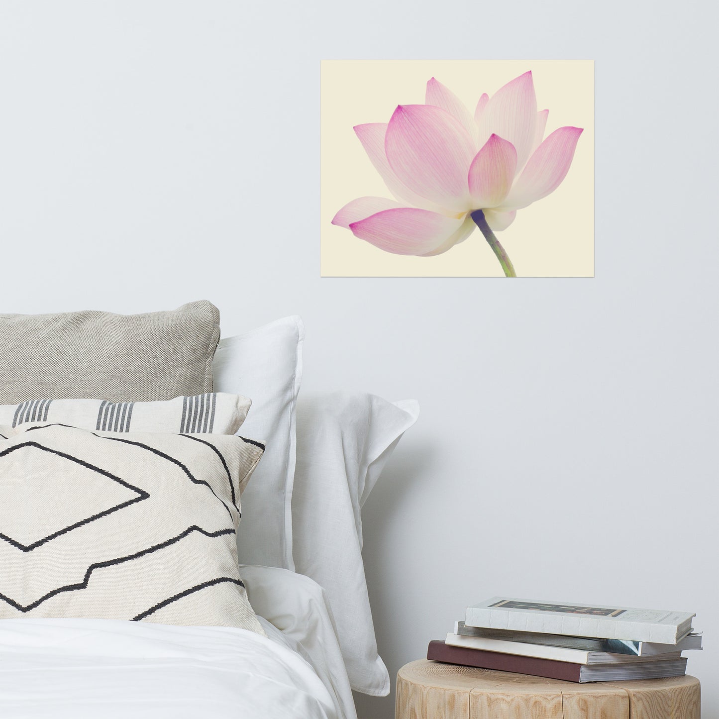 Lotus Flower Creamy Haze Effect Floral Nature Photo Loose Flower Wall Art Print