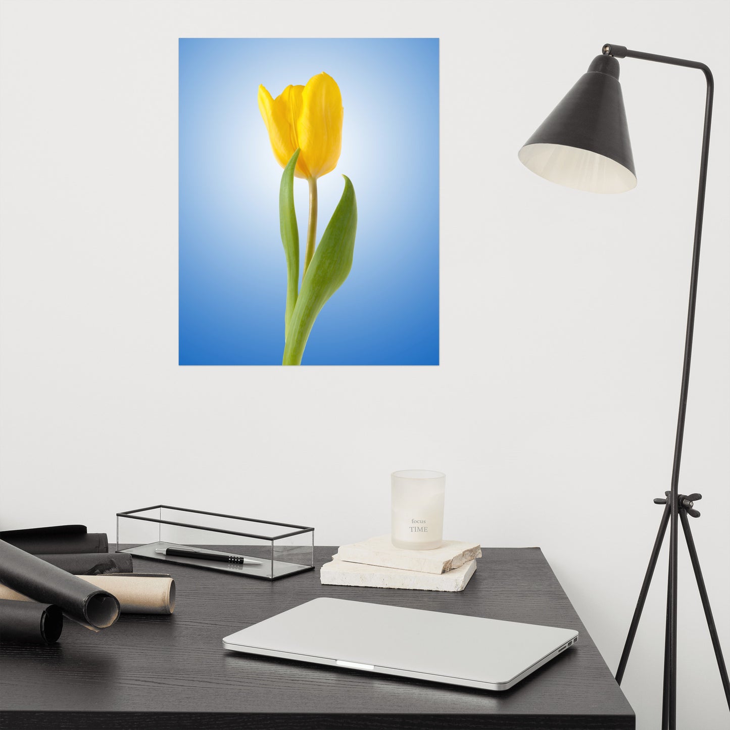 Yellow Tulip Minimal Floral Nature Photo - For Ukraine Refugees Loose Wall Art Print
