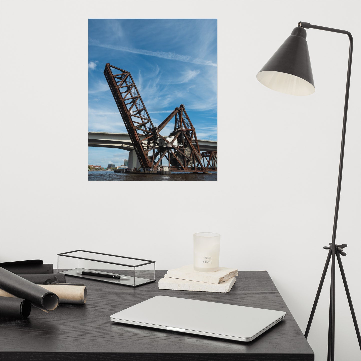 Train Drawbridge Jacksonville 3 Color Urban Landscape Loose Wall Art Print