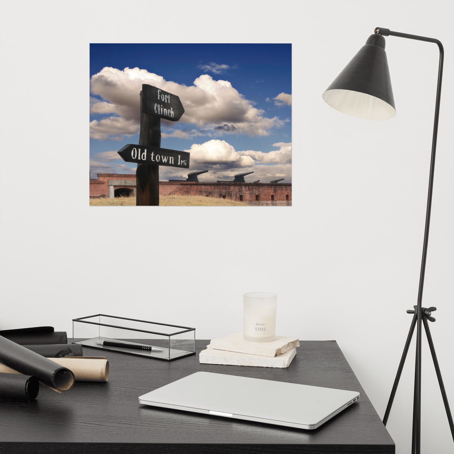 Path Sign and Fort Clinch Rustic Farmhouse Style Landscape Photo Loose Wall Art Print