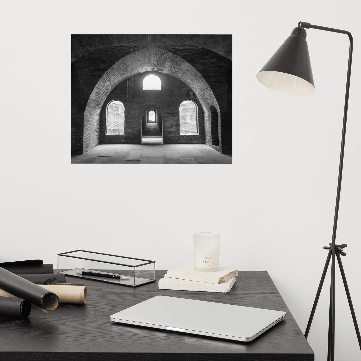 Fort Clinch Bunker Room Black and White 2 Architectural Photo Loose Wall Art Print
