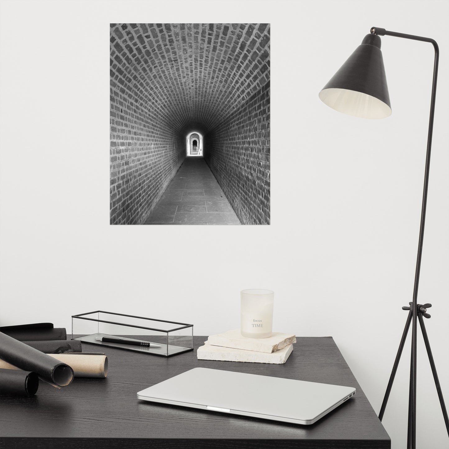 Fort Clinch Tunnel Black and White Photo Loose (Unframed) Wall Art Print