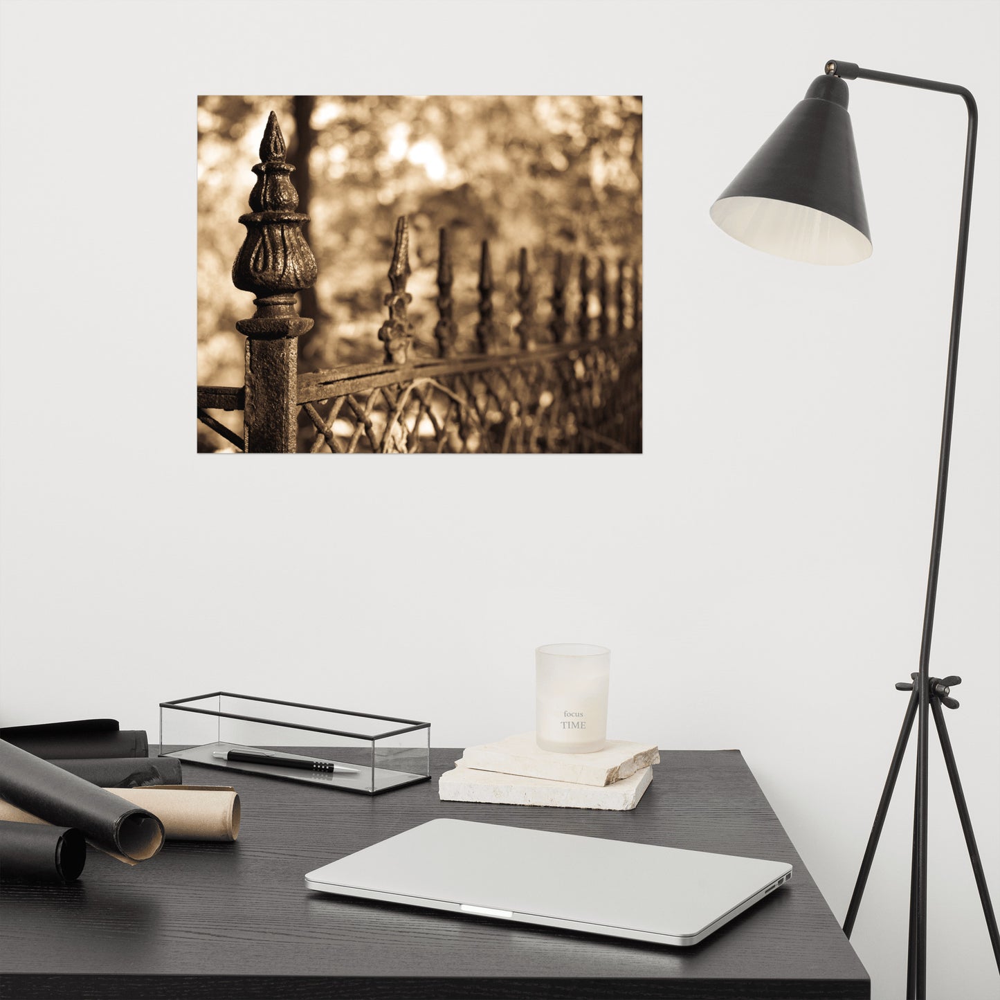 Sepia Antique Fence Abstract Rustic Farmhouse Style Photo Loose / Unframed Wall Art Print