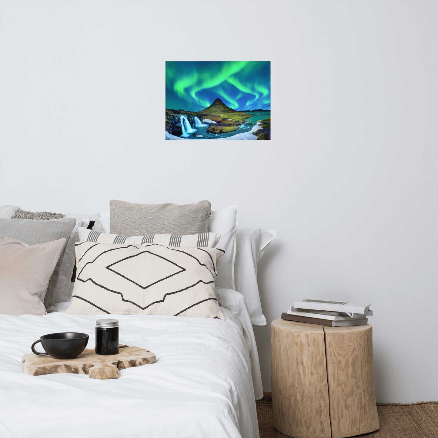 Winter Mountain Northern Lights Night Landscape Photo Loose Wall Art Prints