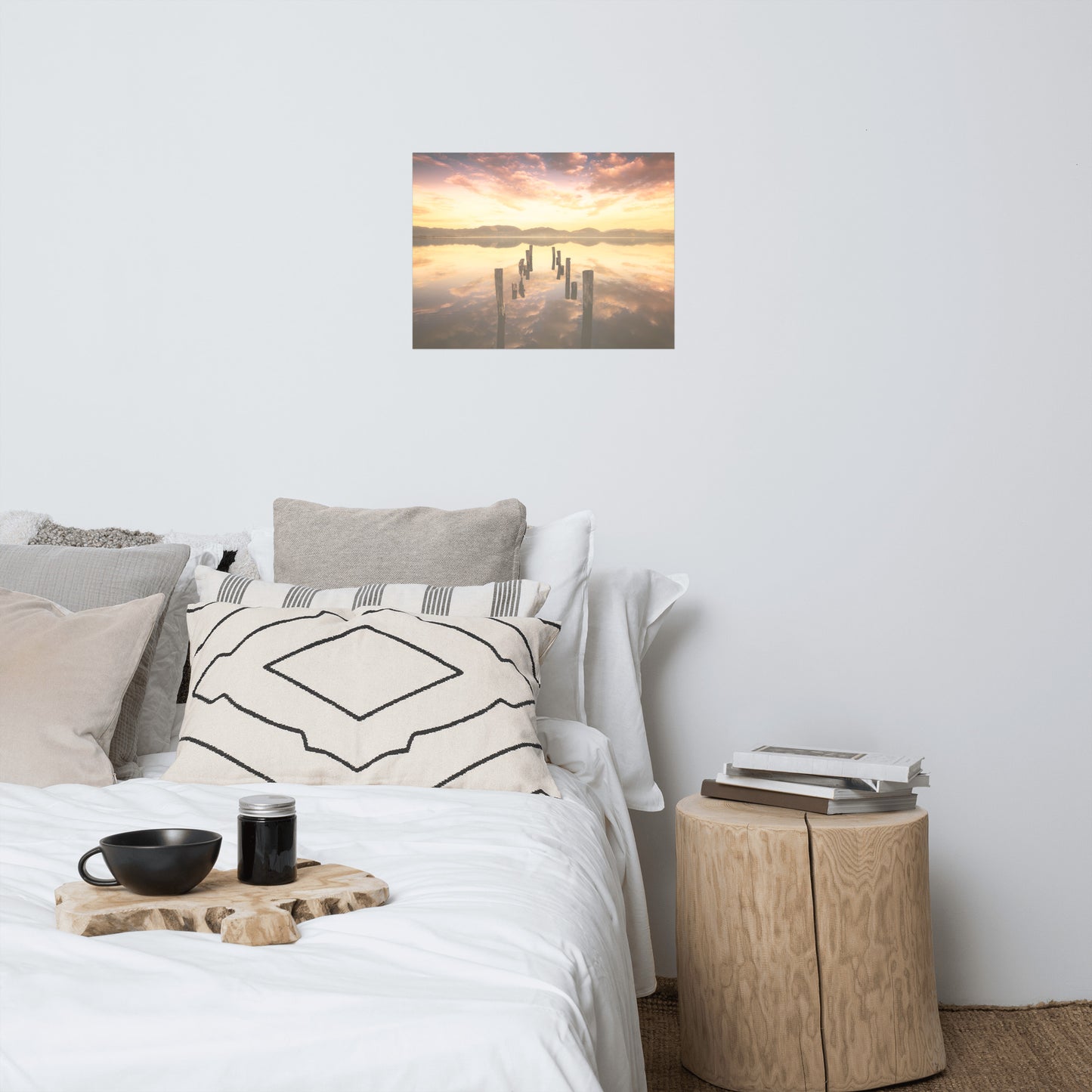 Sunset Pillars and Reflections on Lake Landscape Photo Loose Wall Art Prints