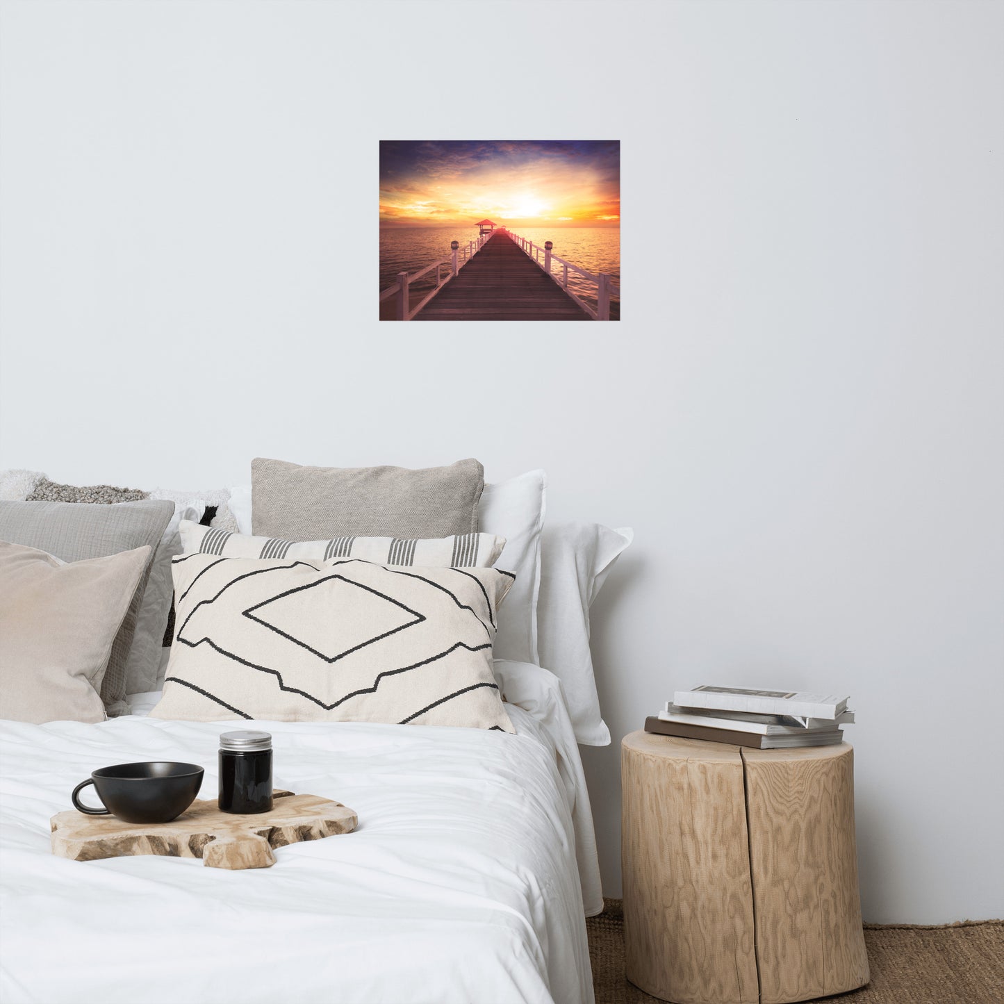 Surreal Wooden Pier at Sunset Landscape Photo Loose Wall Art Prints