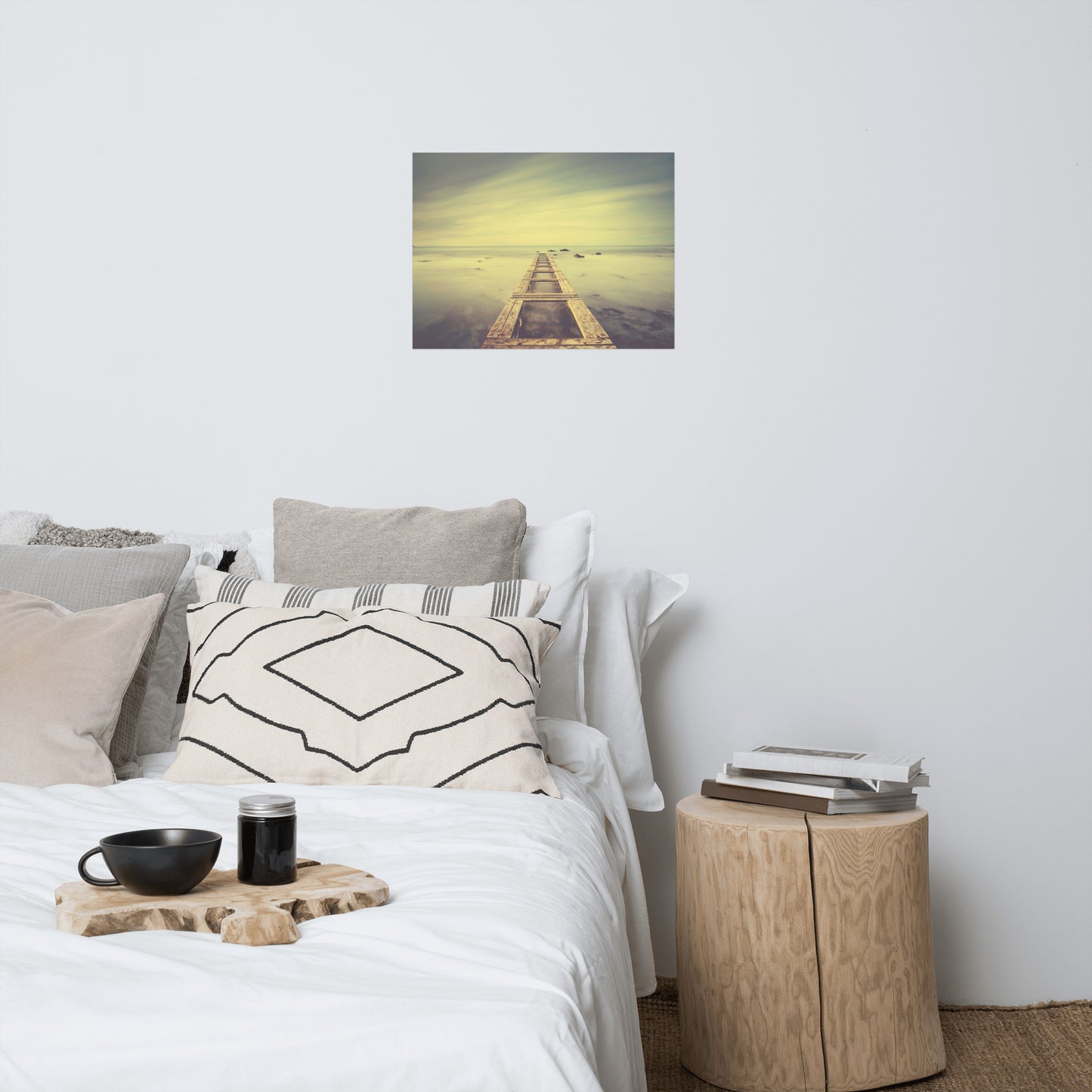 Moody Ocean and Sky Wooden Pier Landscape Photo Loose Wall Art Prints Intrigued Trance Effects