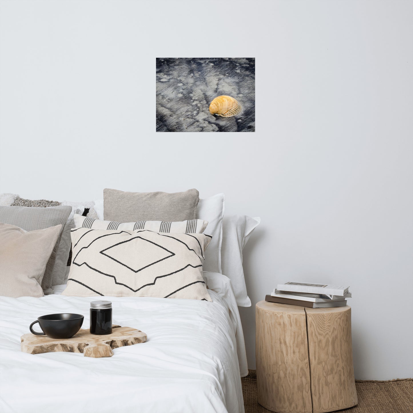 Black Sands and Seashell on the Shore Coastal Nature Photo Loose Unframed Wall Art Prints