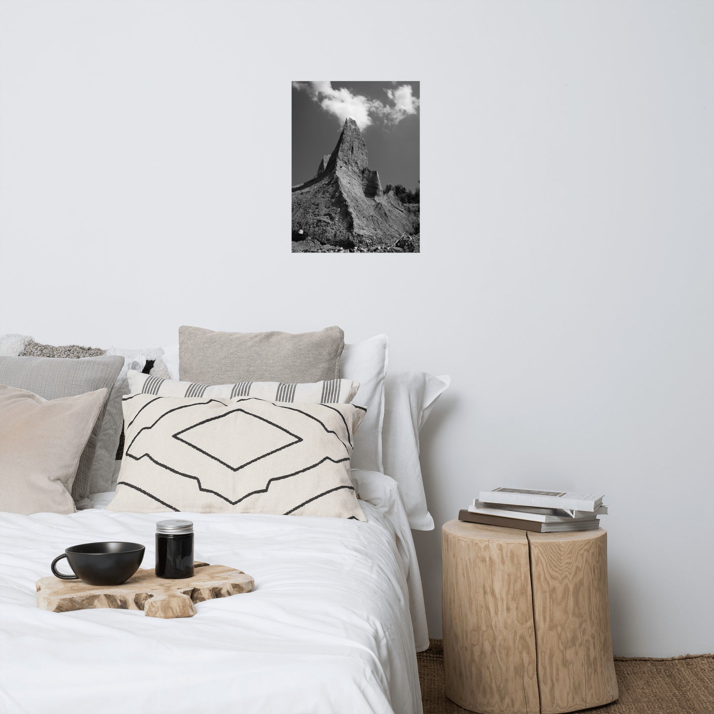 Chimney Bluff Black and White Rustic Landscape Photo Loose Wall Art Print