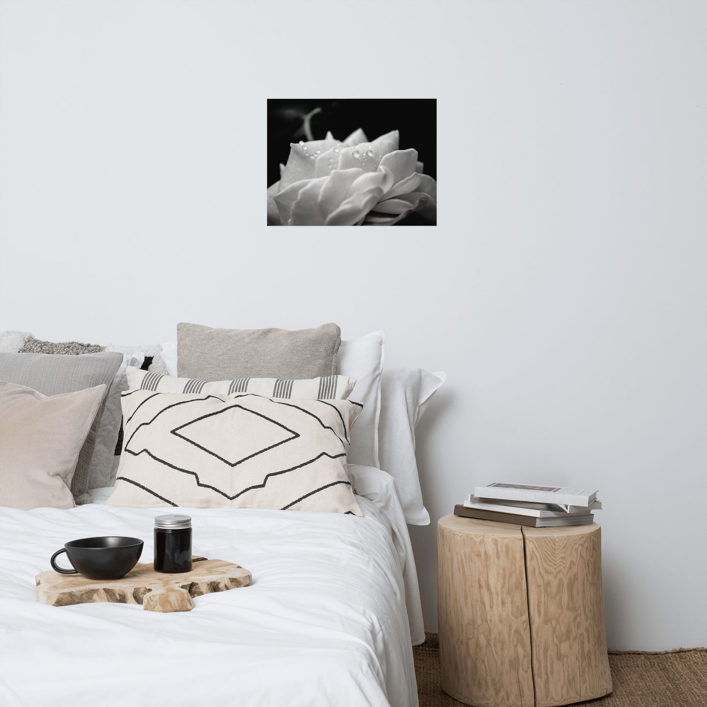 Delicate Rose Black and White Floral Nature Photo Loose Unframed Wall Art Prints