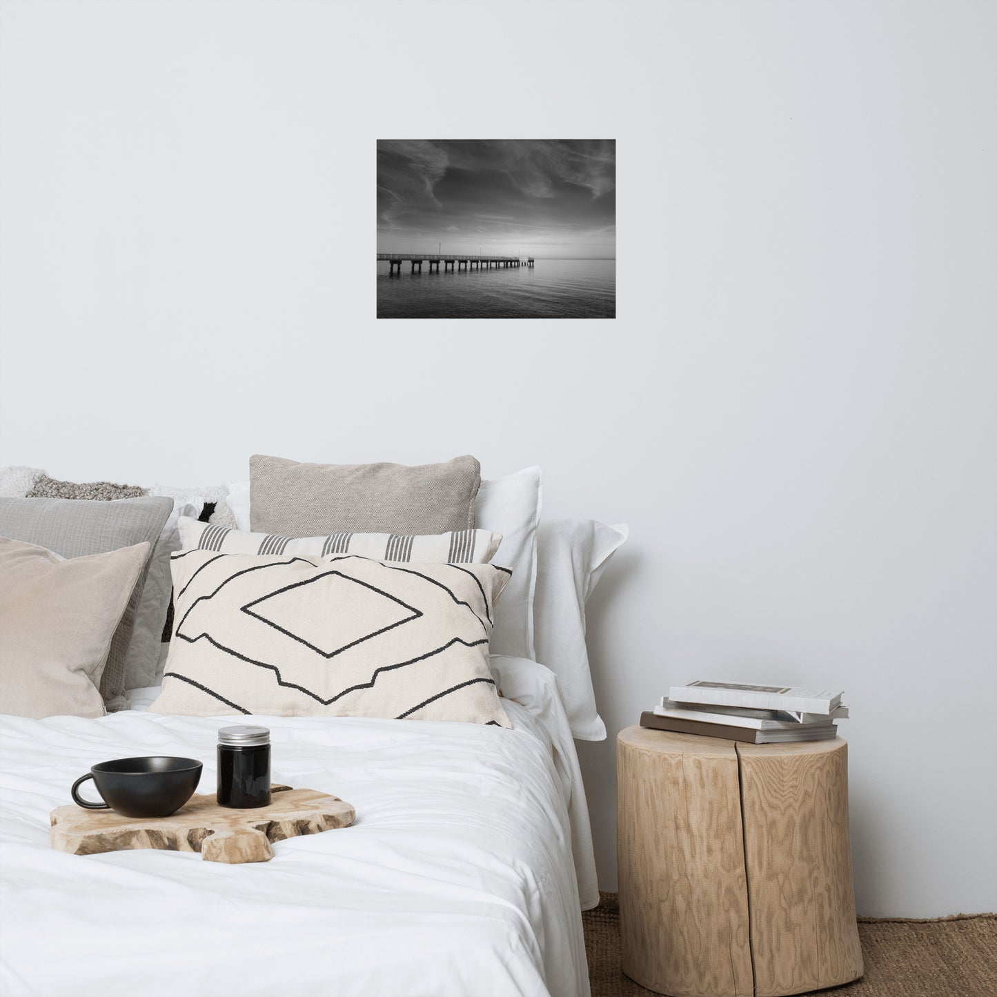 End of the Pier Black and White Landscape Photo Loose Wall Art Prints