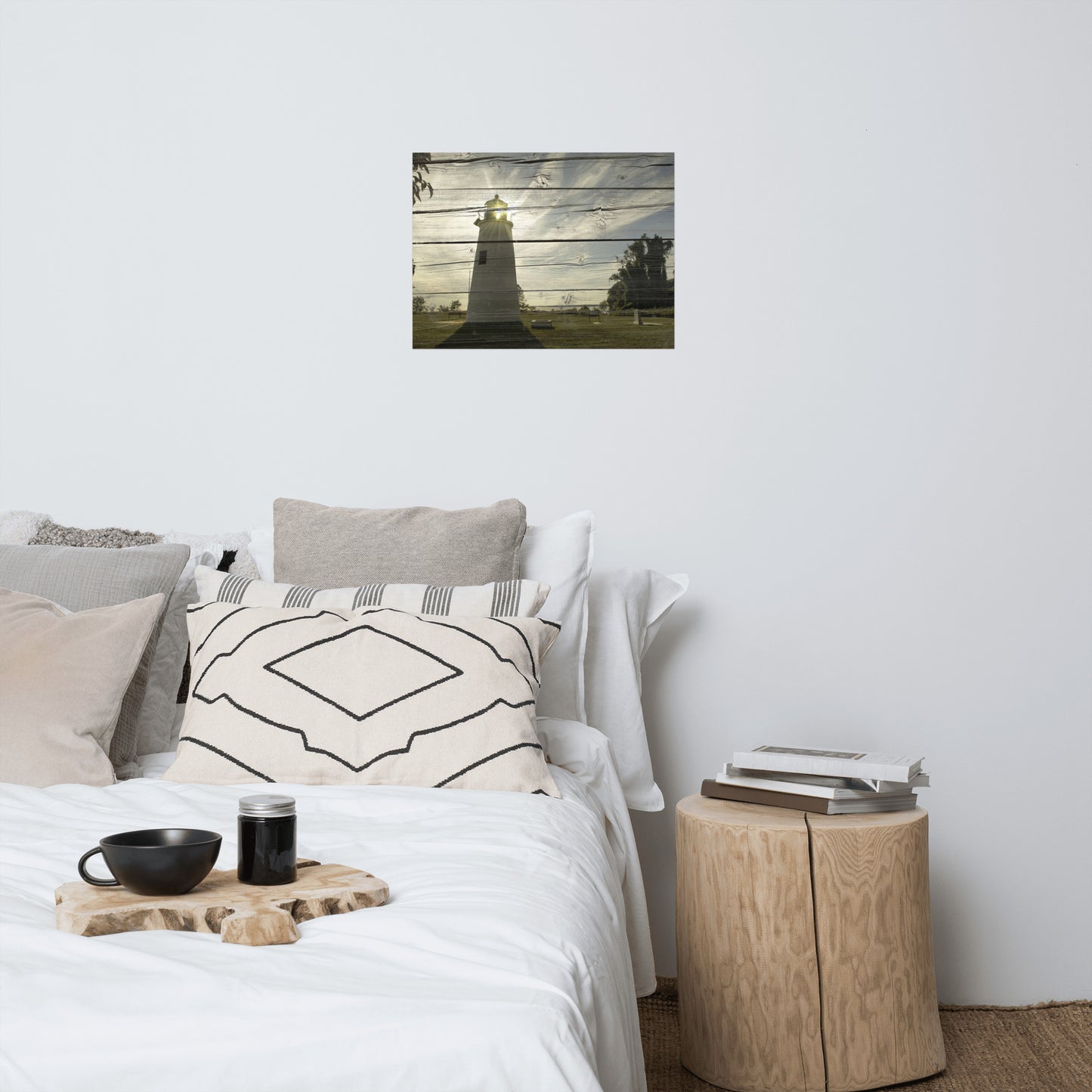 Faux Rustic Reclaimed Wood Turkey Point Lighthouse Loose Wall Art Prints