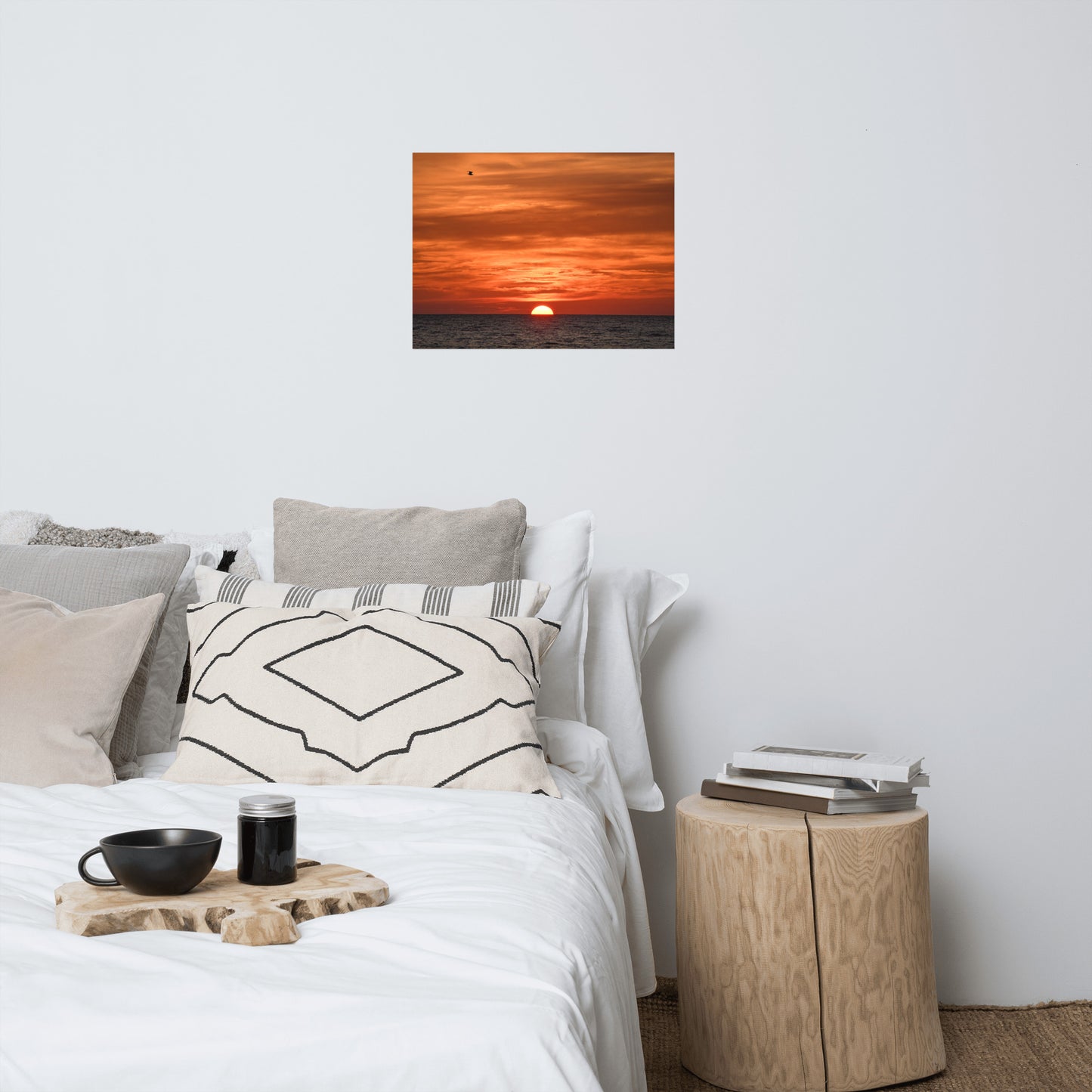 Fire in the Sky Coastal Sunset Landscape Photo Paper Wall Art Print