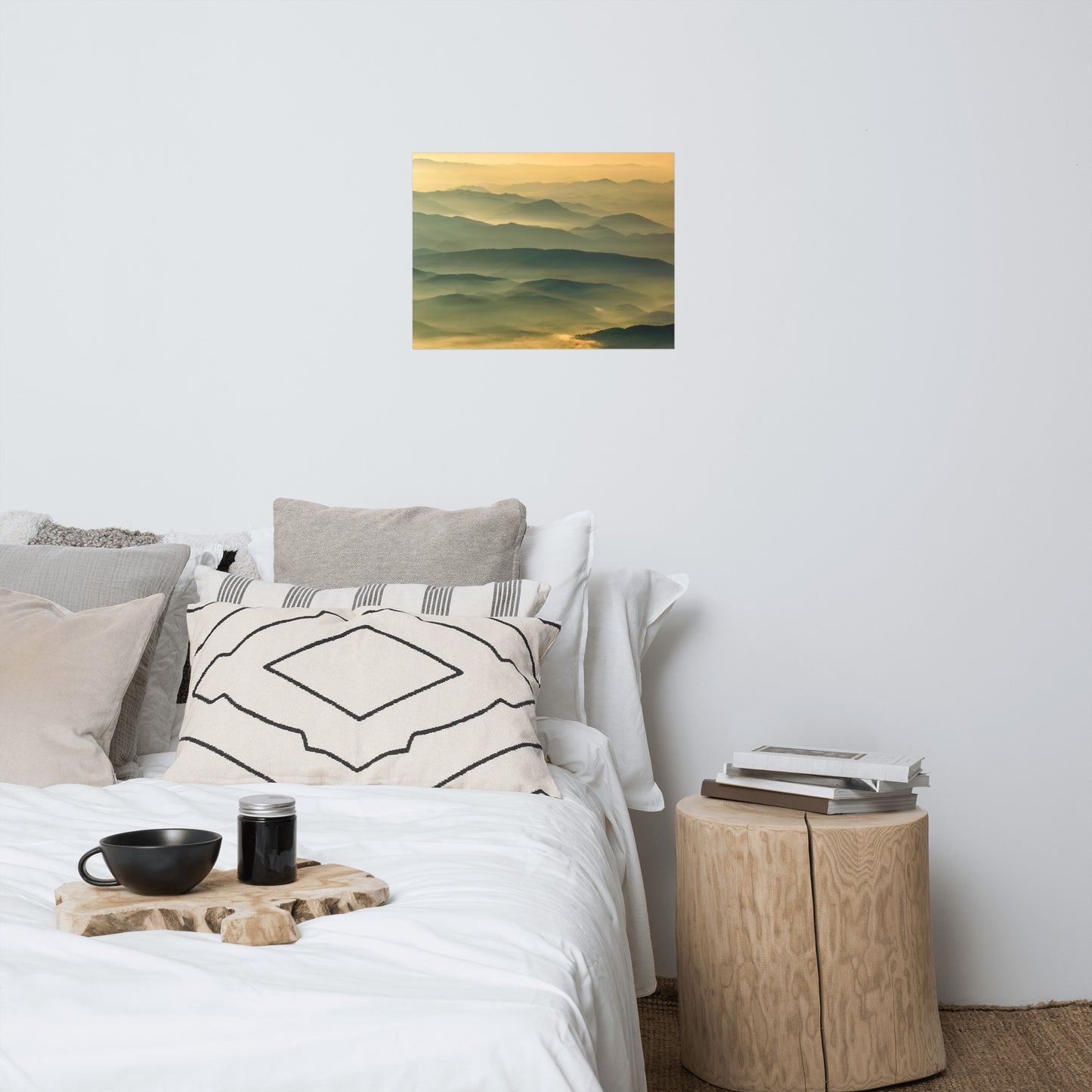 Foggy Mountain Layers at Sunset Landscape Photo Loose Wall Art Prints
