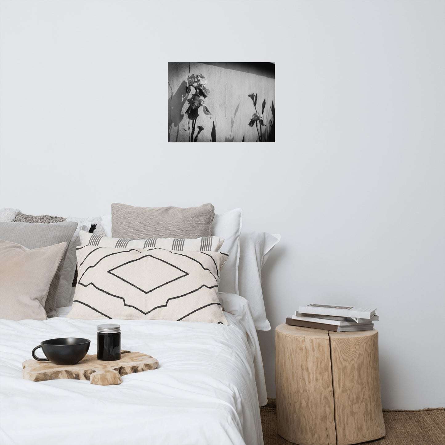Iris on Wall Black and White Floral Nature Photo Loose Unframed Wall Art Prints