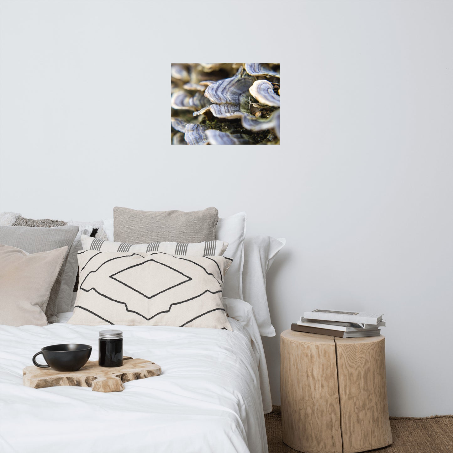 Mushrooms on Log Rustic Farmhouse Style Botanical Nature Photo Loose Unframed Wall Art Prints