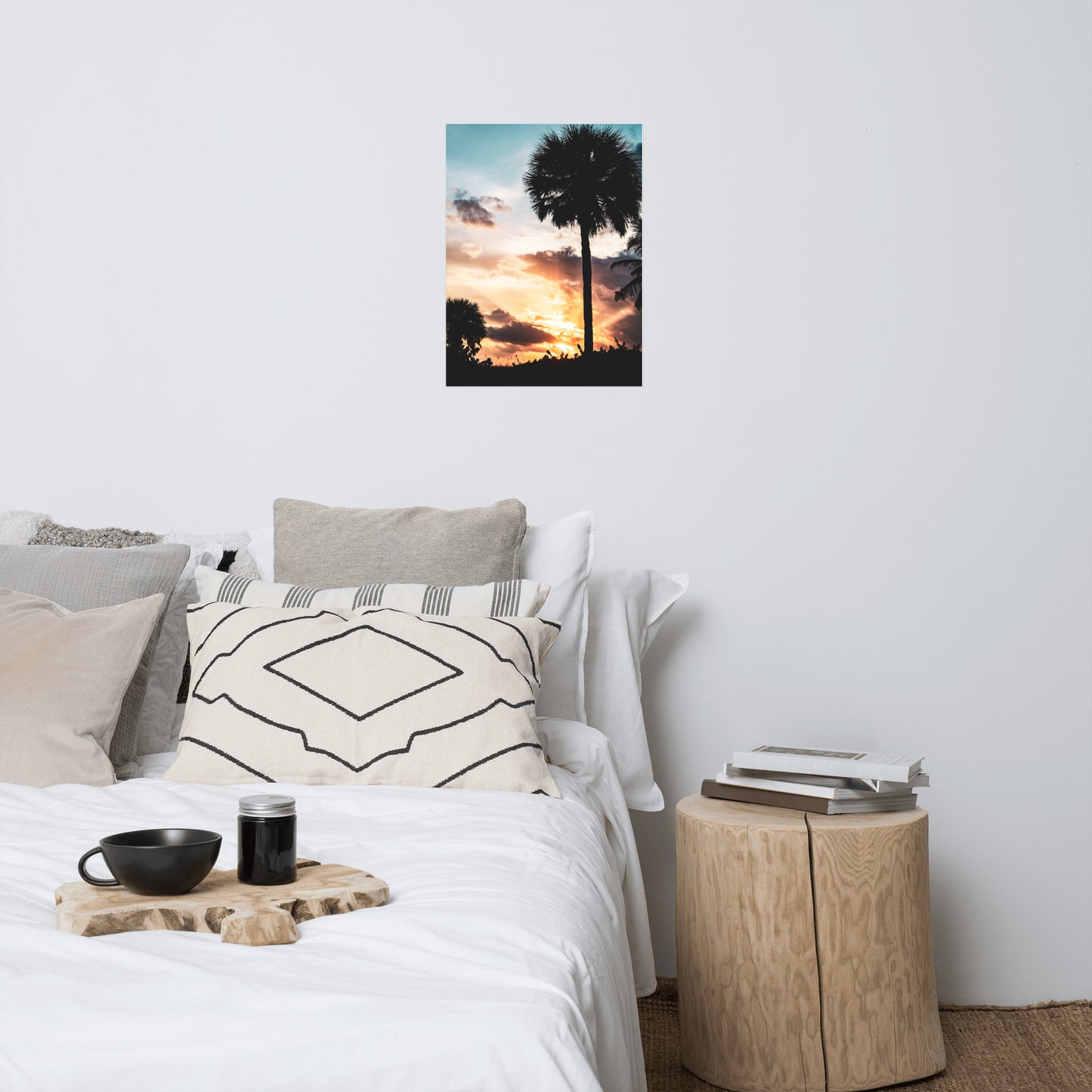 Palm Tree Silhouettes and Sunset Botanical Nature Photo Loose Unframed Wall Art Prints