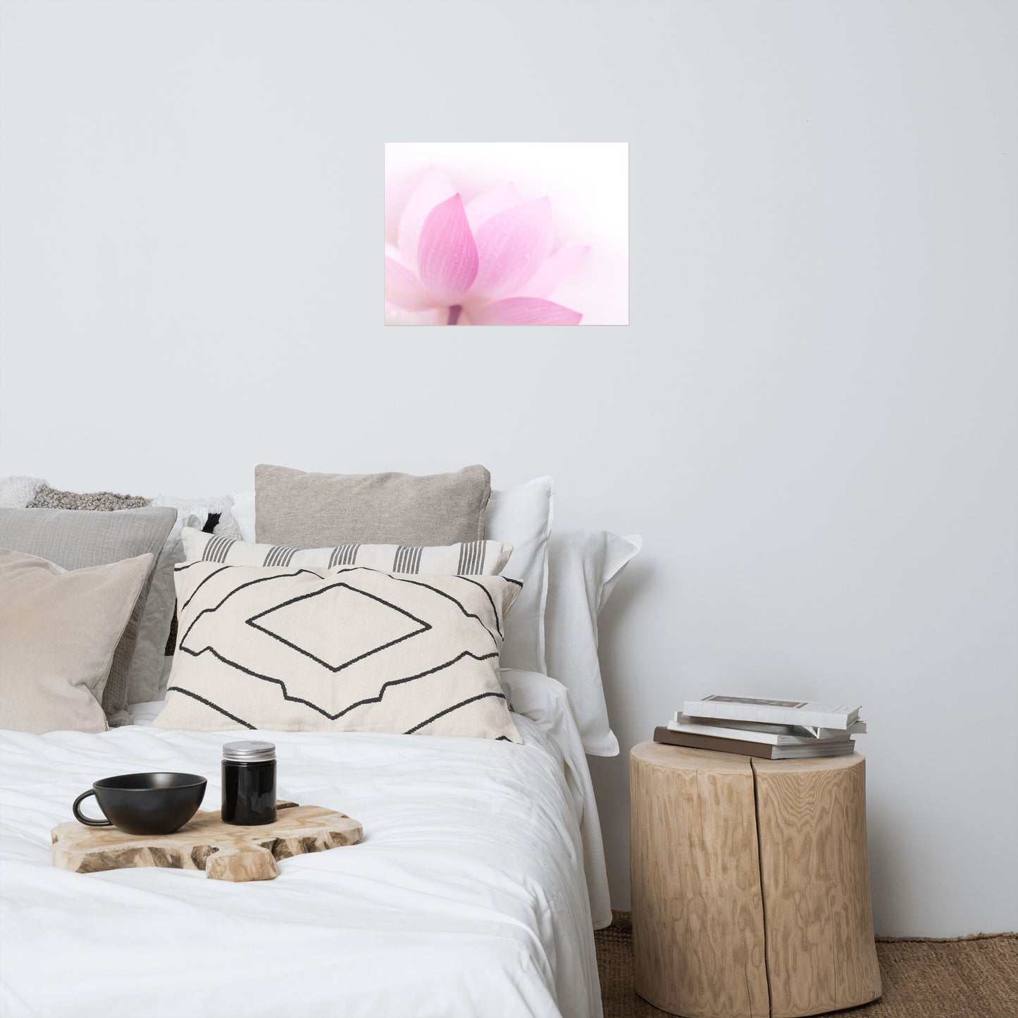 Peaceful Close-up Pink Lotus Petal Floral Nature Photo Loose Flower Wall Art Print