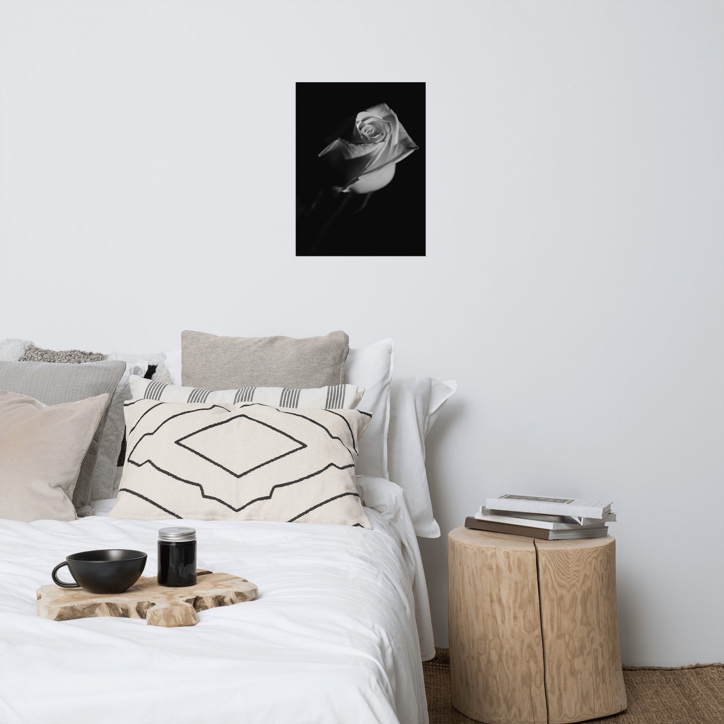 Rose on Black Black and White Floral Nature Photo Loose Unframed Wall Art Prints