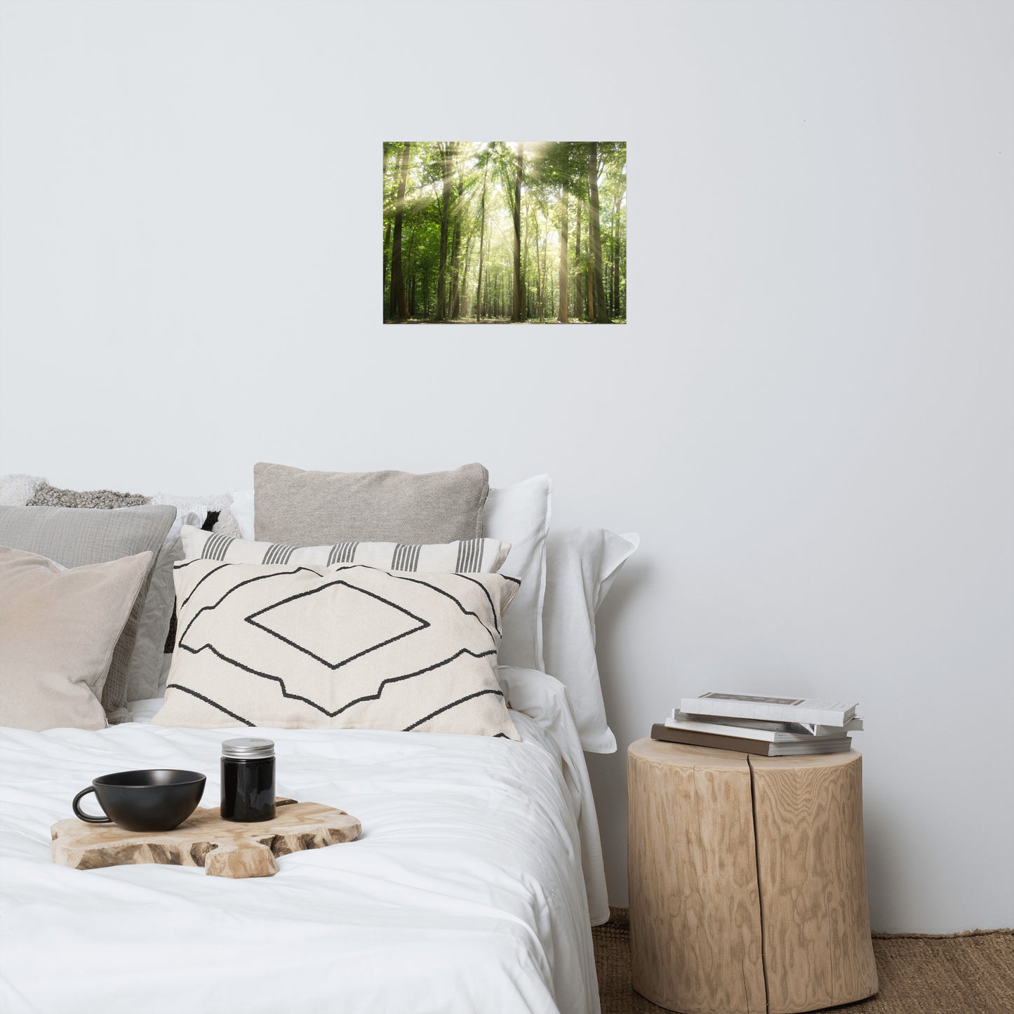 Sun Rays Through Treetops Rustic Farmhouse Style Landscape Photo Loose Wall Art Prints
