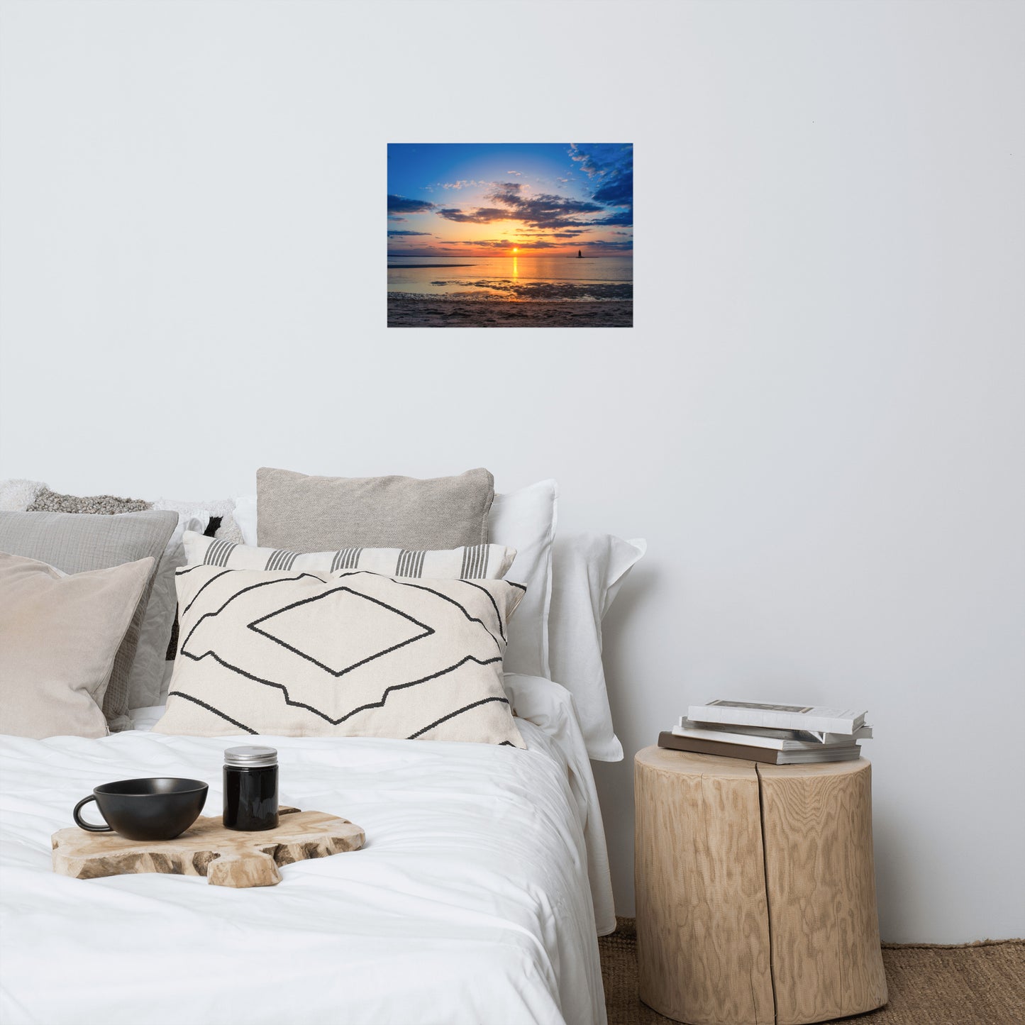 Sunset at Breakwater Lighthouse Landscape Photo Loose Wall Art Prints