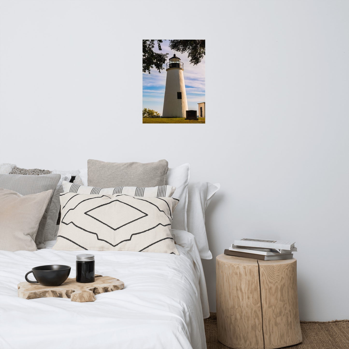 Turkey Point Lighthouse in the Trees Coastal Architectural Landscape Photo Loose Wall Art Print