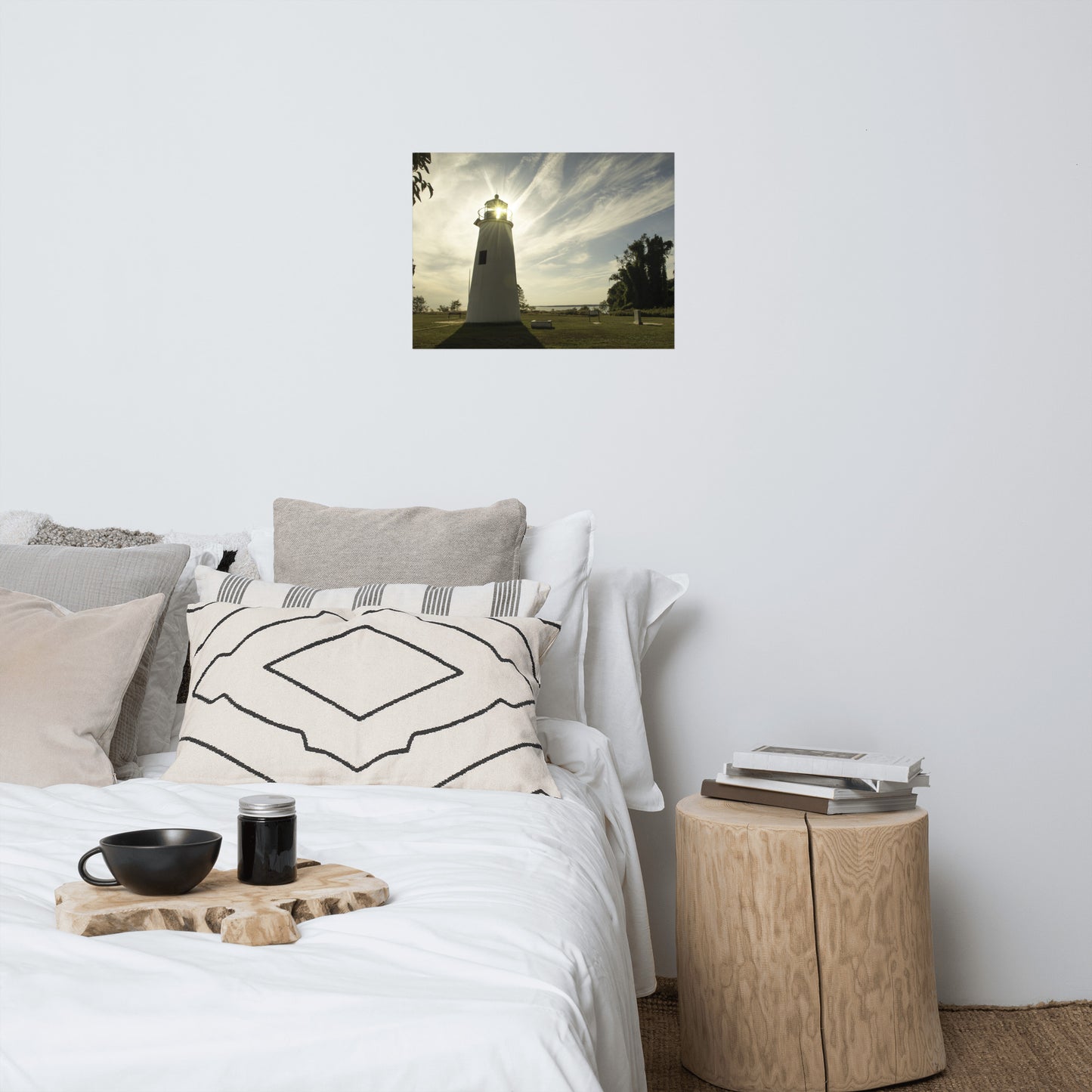 Turkey Point Lighthouse with Sun Flare Horizontal Architectural Coastal Landscape Loose Wall Art Prints