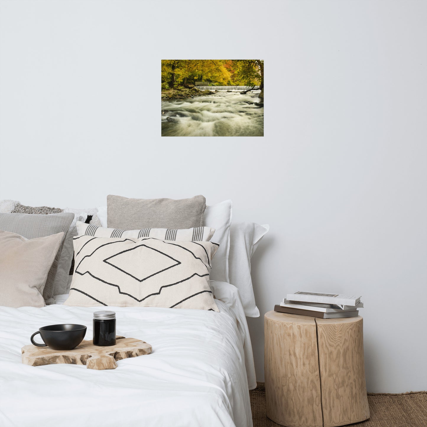Waterfalls in the Autumn Foliage Rustic Farmhouse Style Landscape Photo Loose Wall Art Prints
