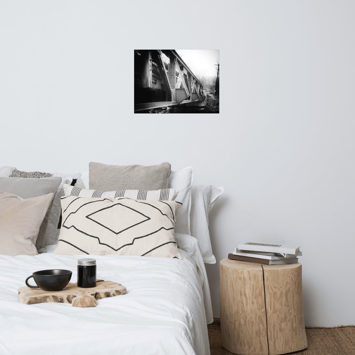 White Clay Creek Bridge Black and White Architectural Landscape Photo Loose Wall Art Prints