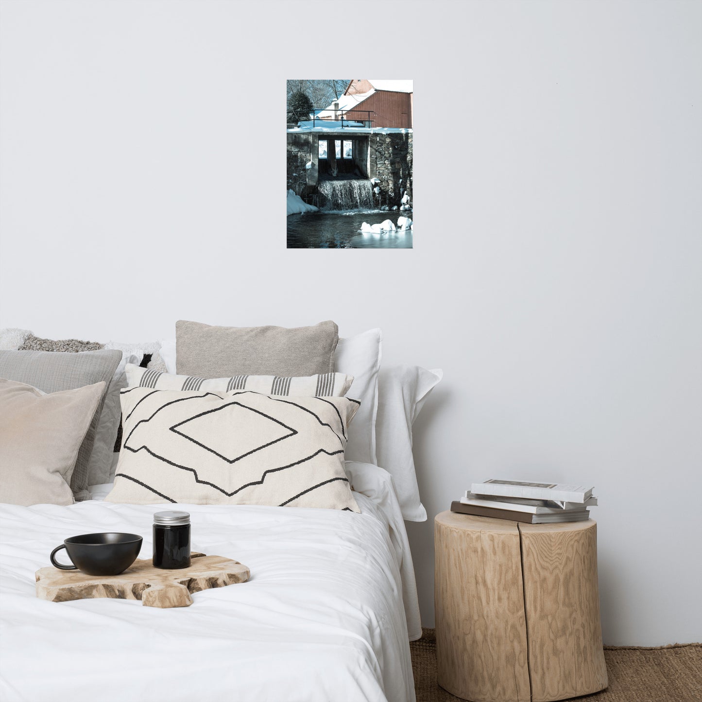 Winter Mill Rustic Farmhouse Style Architectural Landscape Photo Loose Wall Art Print