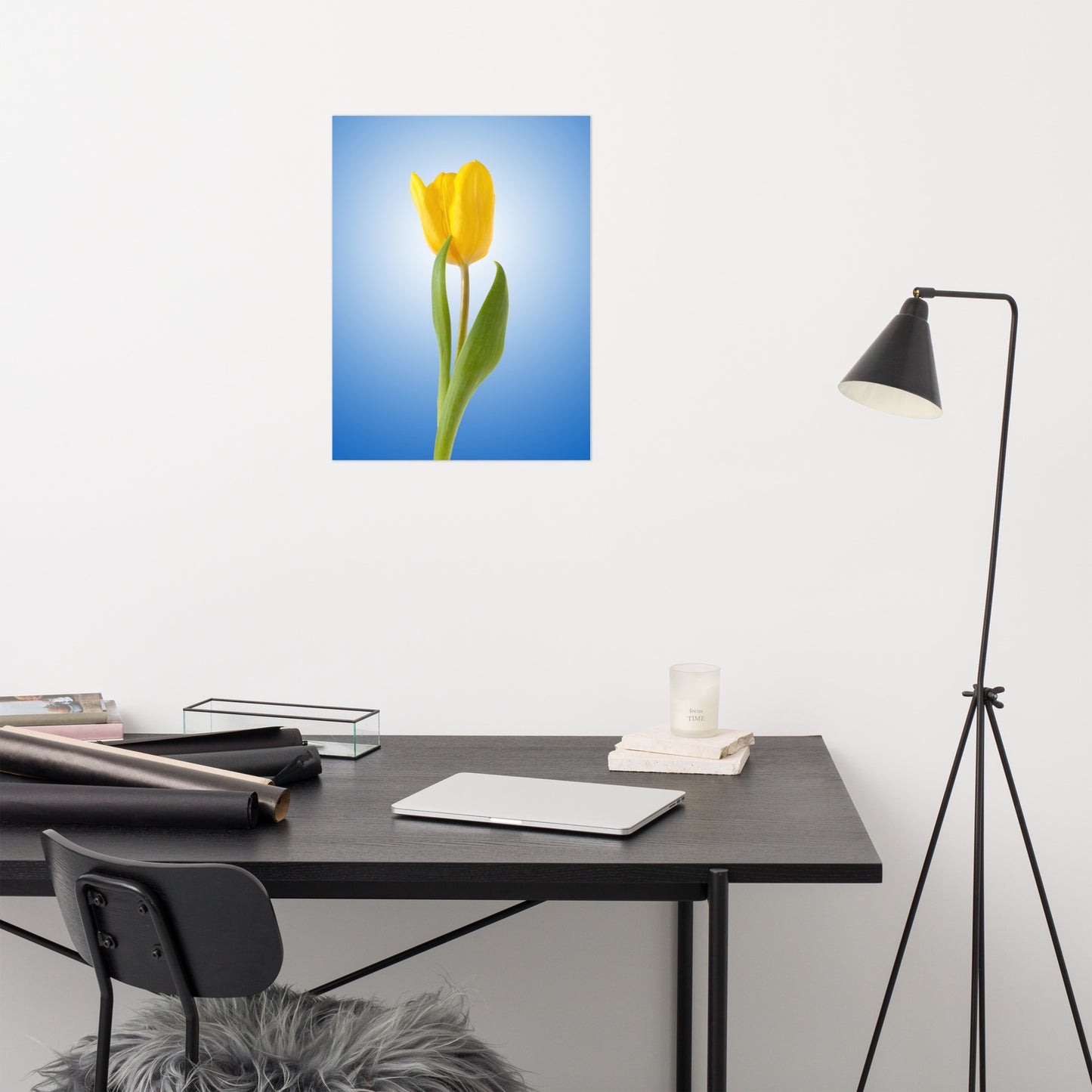 Yellow Tulip Minimal Floral Nature Photo - For Ukraine Refugees Loose Wall Art Print