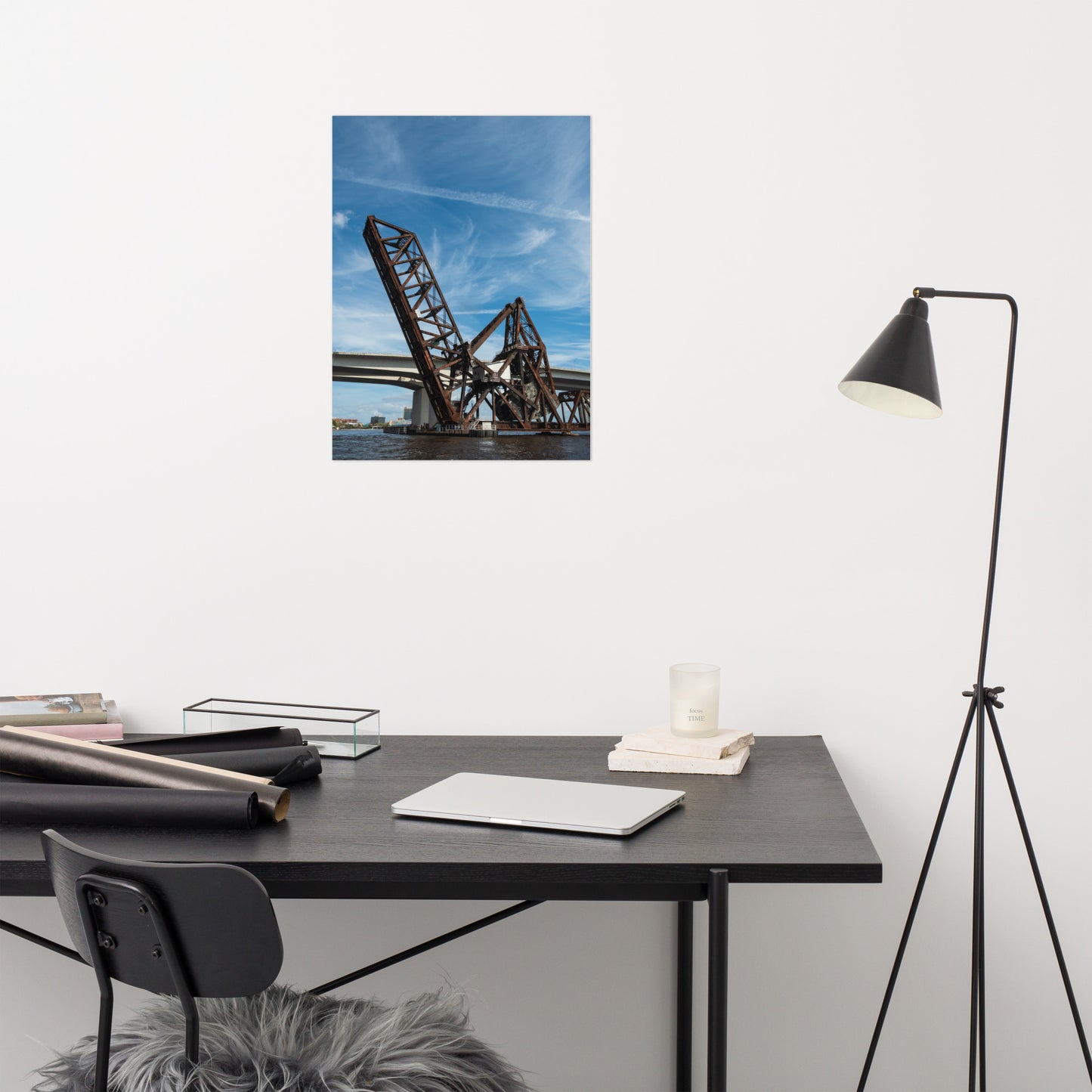 Train Drawbridge Jacksonville 3 Color Urban Landscape Loose Wall Art Print