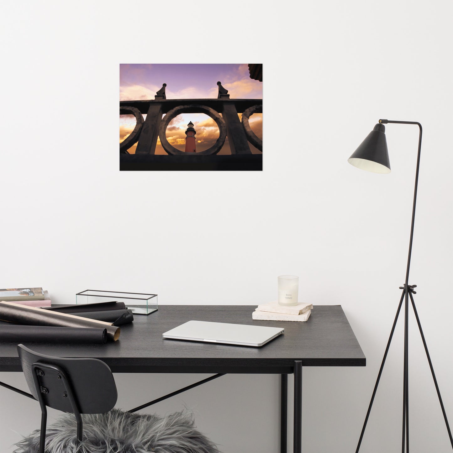 Ponce De Leon Lighthouse and Iron Fence Architectural Coastal Photo Loose Wall Art Prints