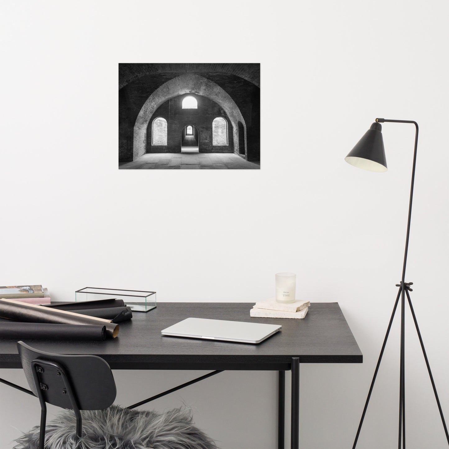Fort Clinch Bunker Room Black and White 2 Architectural Photo Loose Wall Art Print