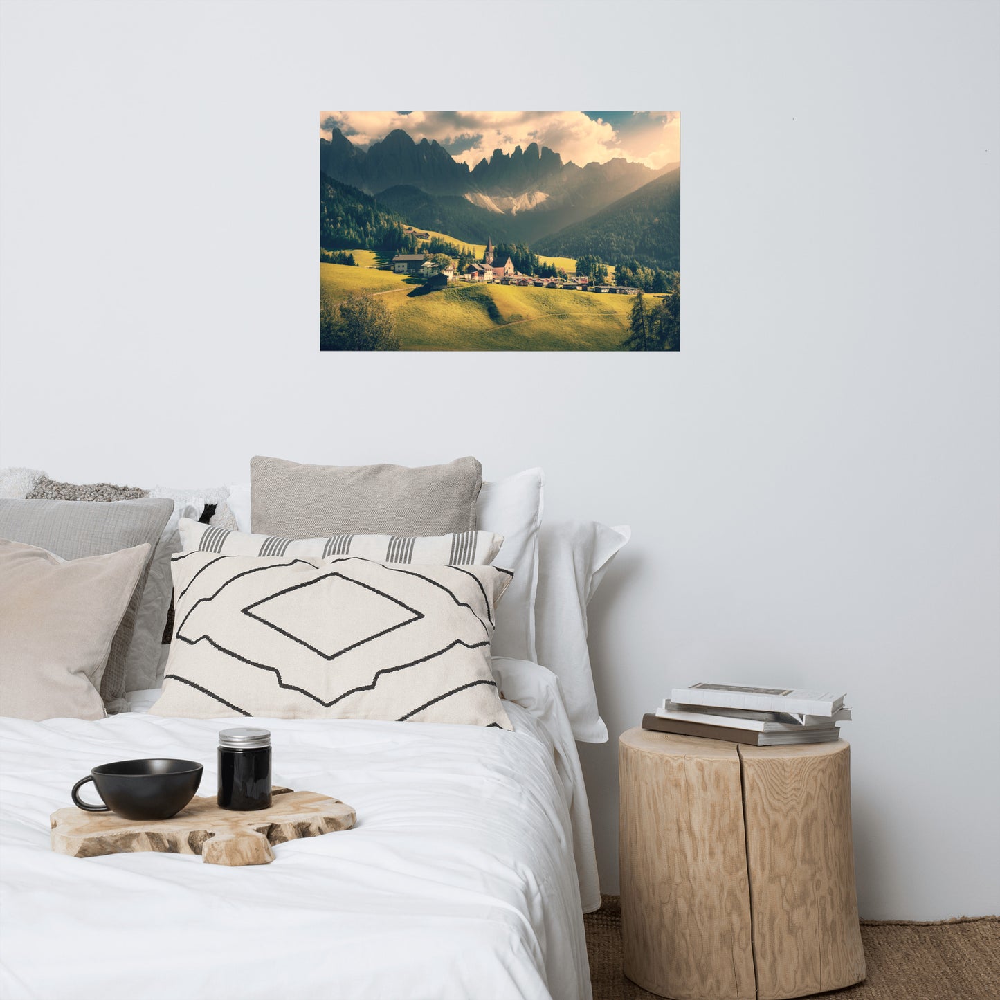 Sun Rays and Santa Maddalena Landscape Photo Loose Wall Art Prints