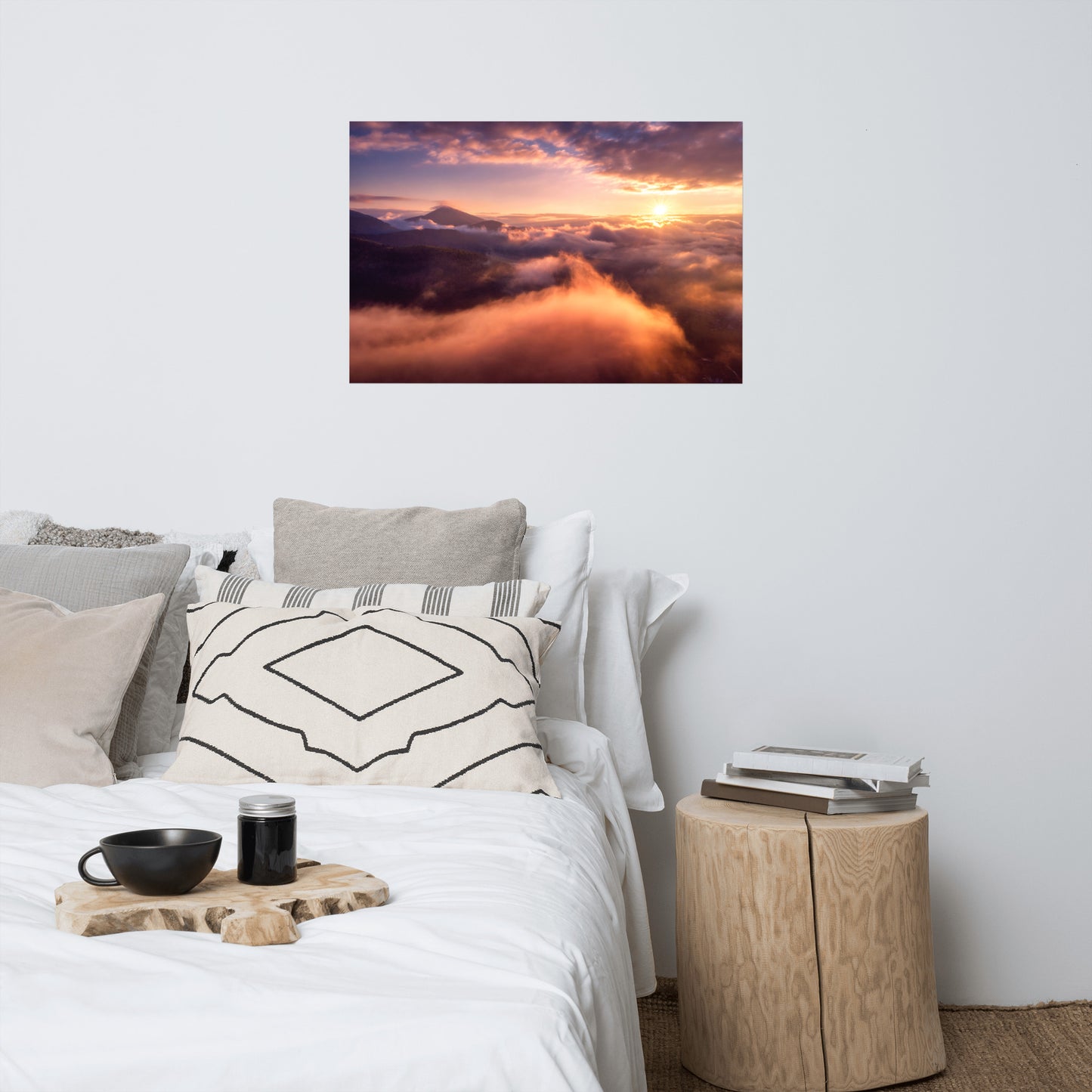 Heaven On Earth Mountains in Clouds at Sunrise Rustic Farmhouse Style Landscape Photo Loose Wall Art Prints