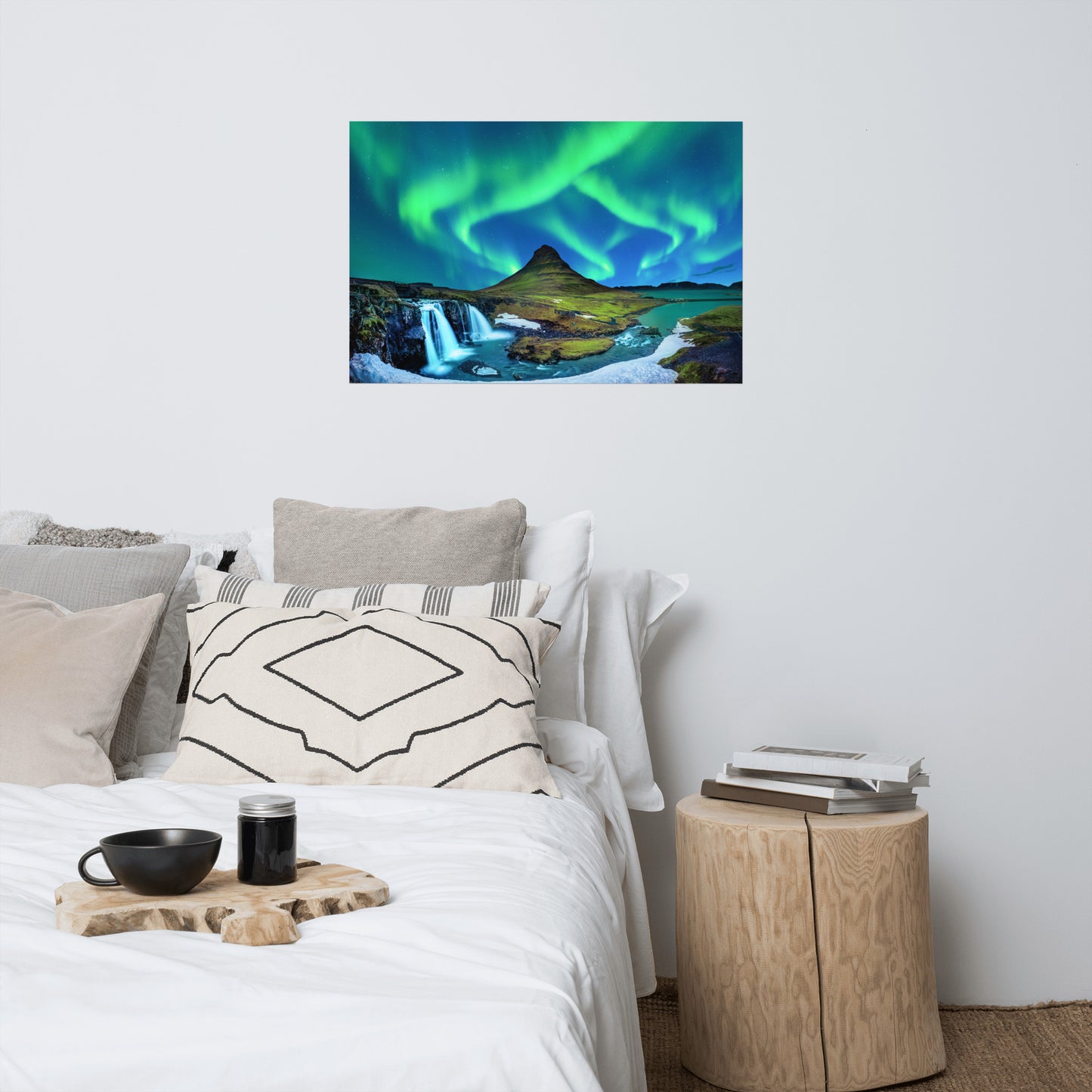 Winter Mountain Northern Lights Night Landscape Photo Loose Wall Art Prints