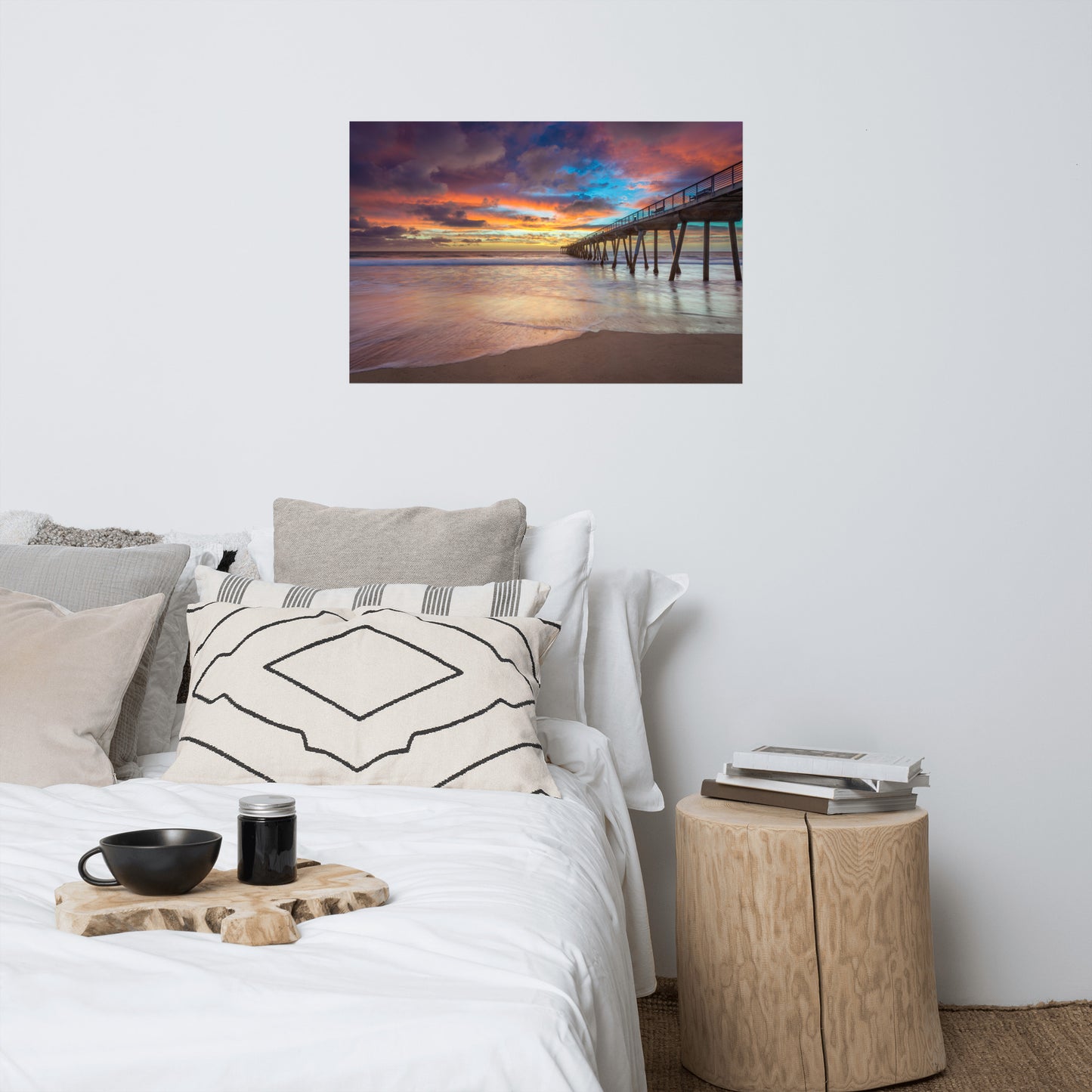 Dreamy Pier at Sunset Coastal Landscape Photo Loose Wall Art Prints
