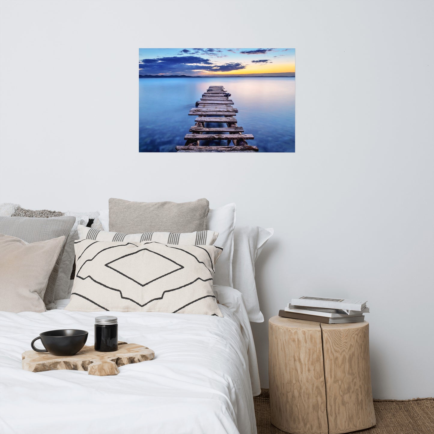 Old Weathered Lake Pier at Sunset Landscape Photo Loose Wall Art Prints
