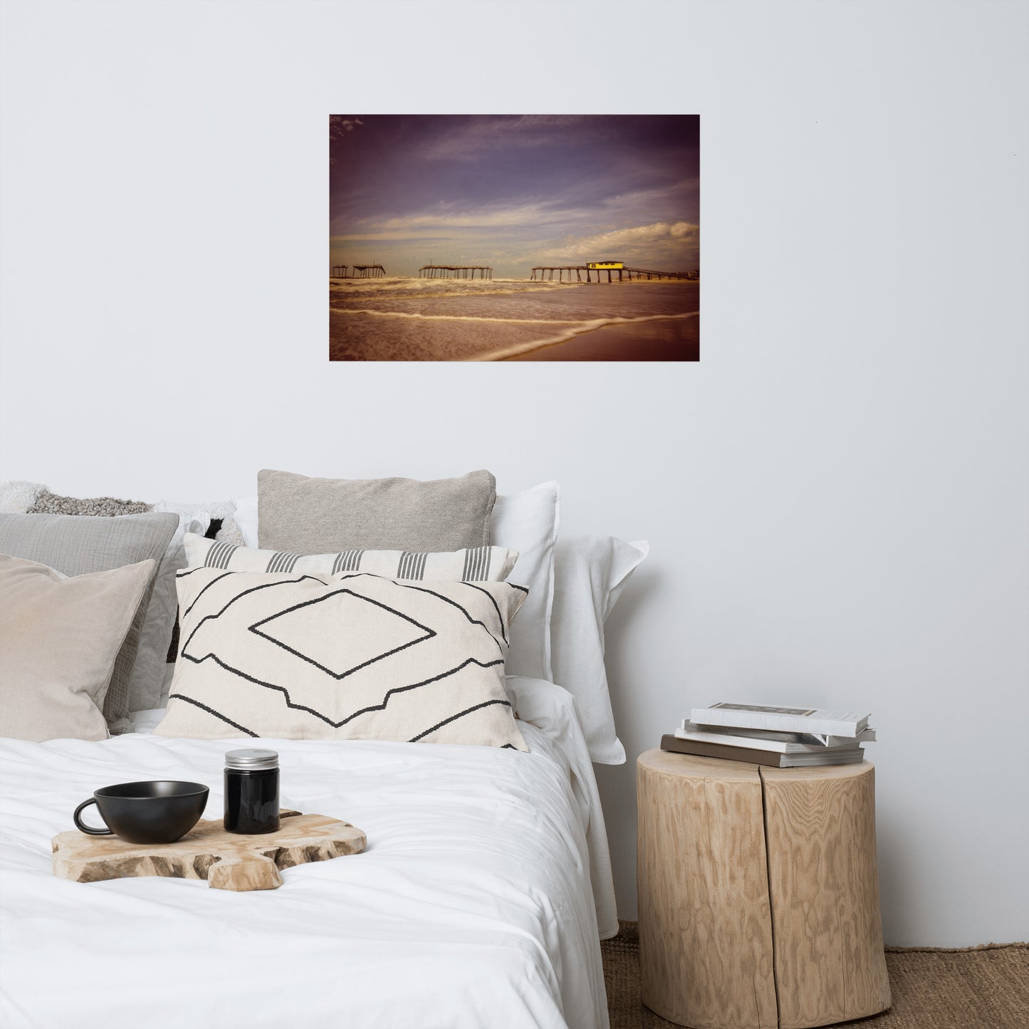 Wall Decor Guest Bedroom: Aged View of the Frisco Pier - Beach / Coastal / Seascape Nature / Landscape Photograph Loose / Unframed / Frameless / Frameable Wall Art Print - Artwork