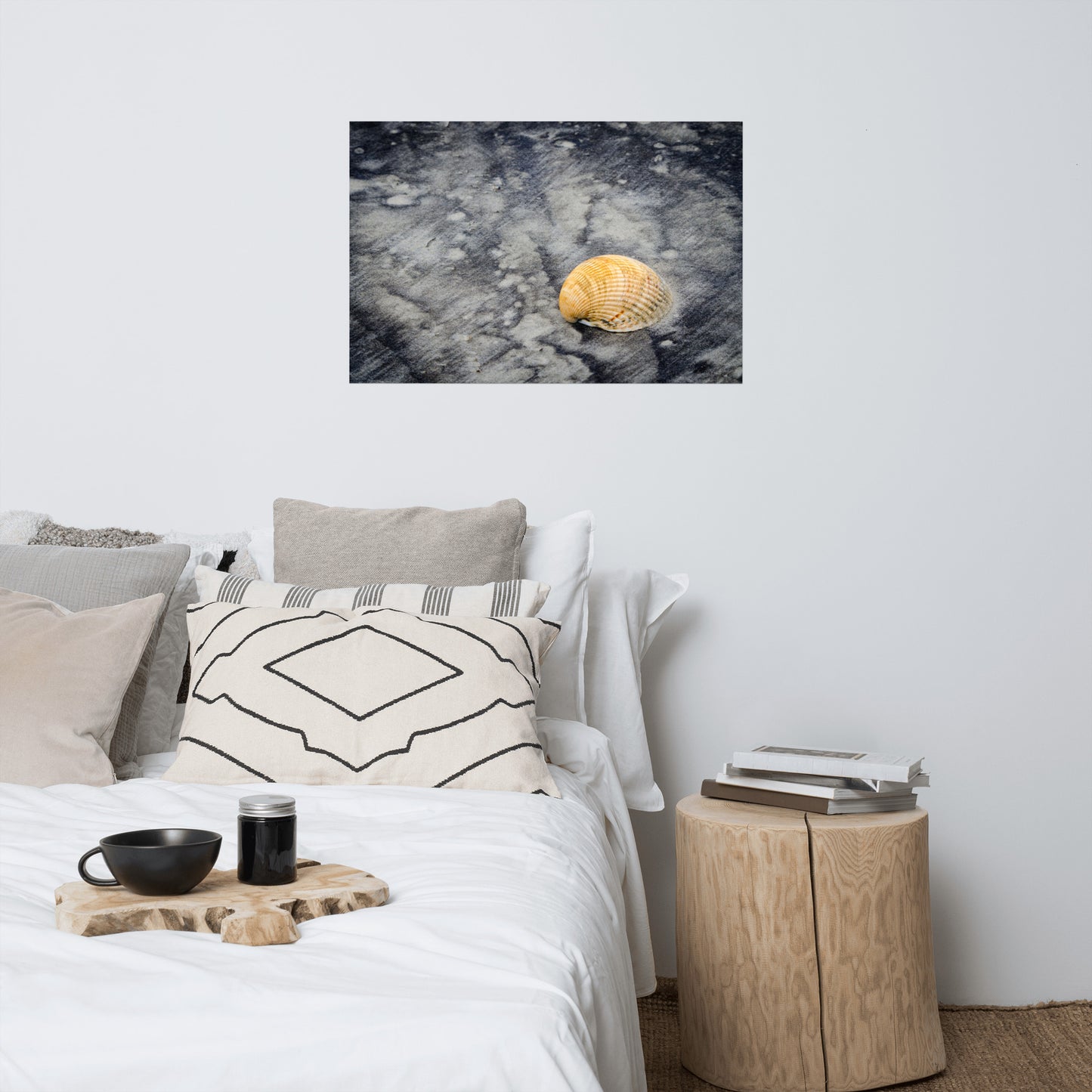 Black Sands and Seashell on the Shore Coastal Nature Photo Loose Unframed Wall Art Prints