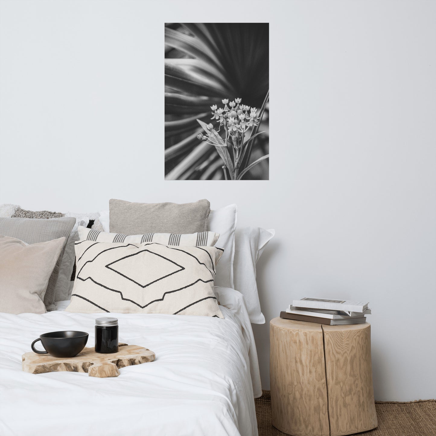 Bloodflowers and Palm Black and White Floral Nature Photo Loose Unframed Wall Art Prints