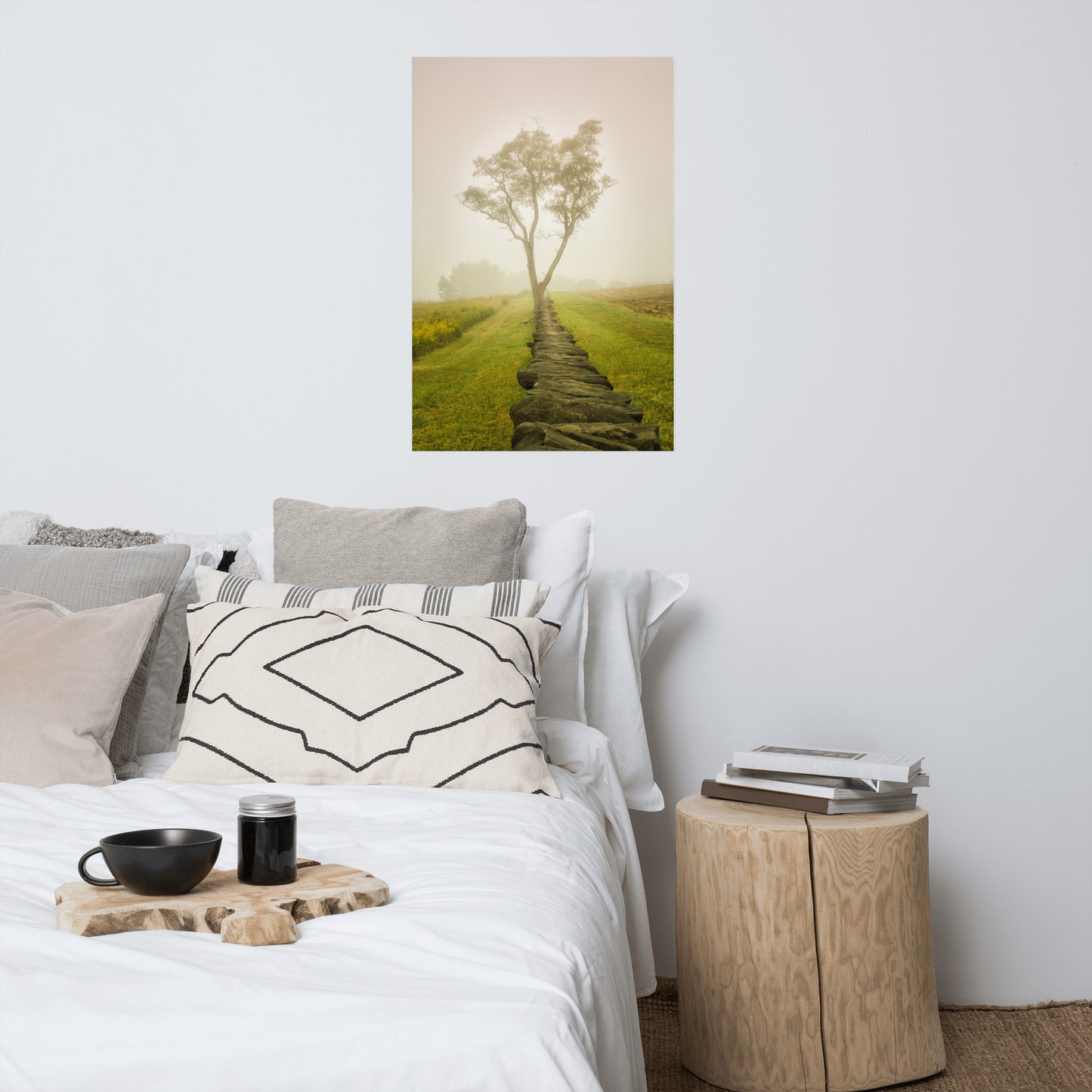 Calming Morning Rustic Farmhouse Style Landscape Photo Loose Wall Art Print