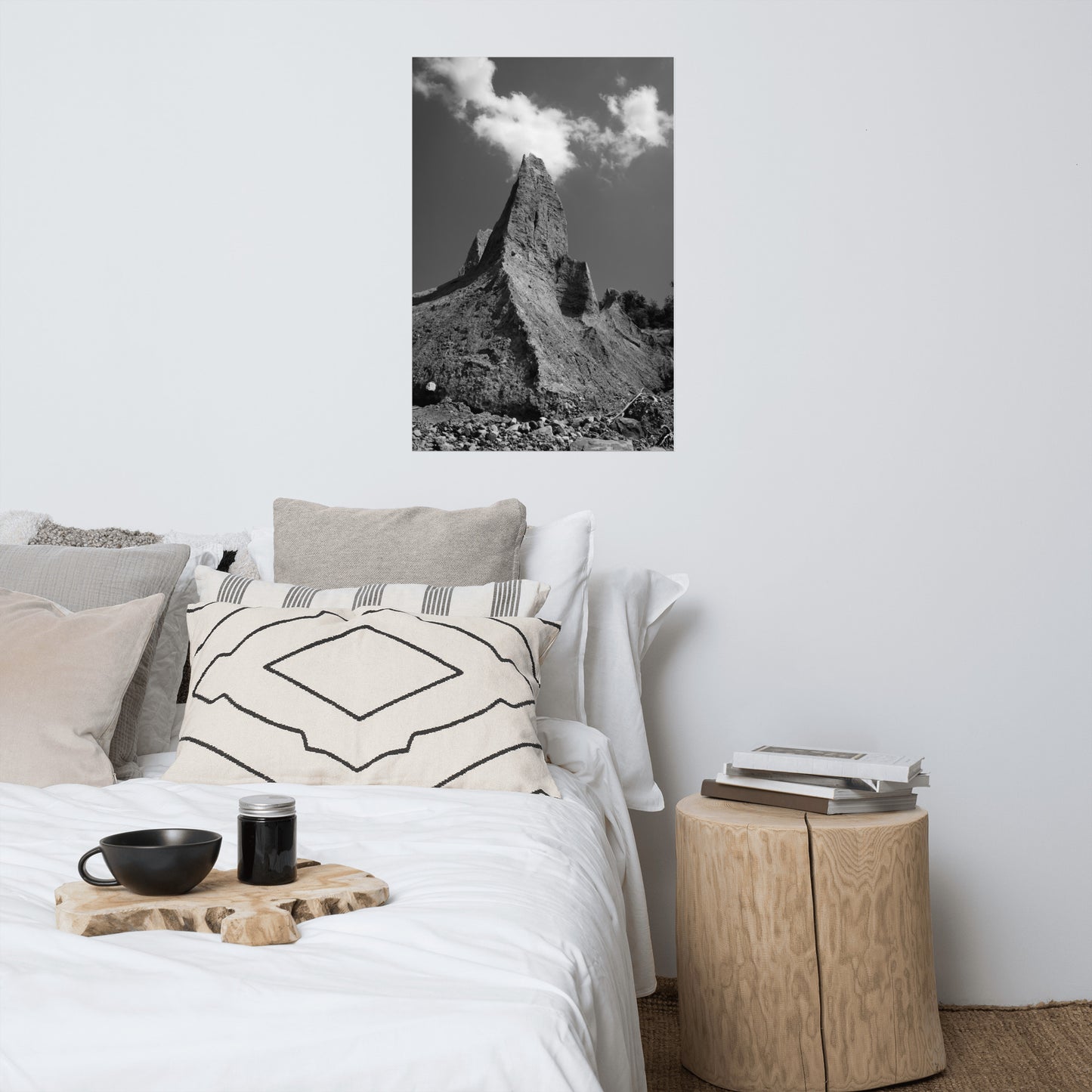 Chimney Bluff Black and White Rustic Landscape Photo Loose Wall Art Print