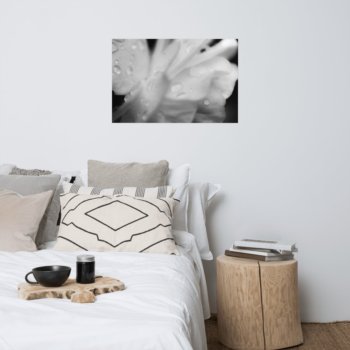 Delicate Rose Petals Black and White Floral Nature Photo Loose Unframed Wall Art Prints